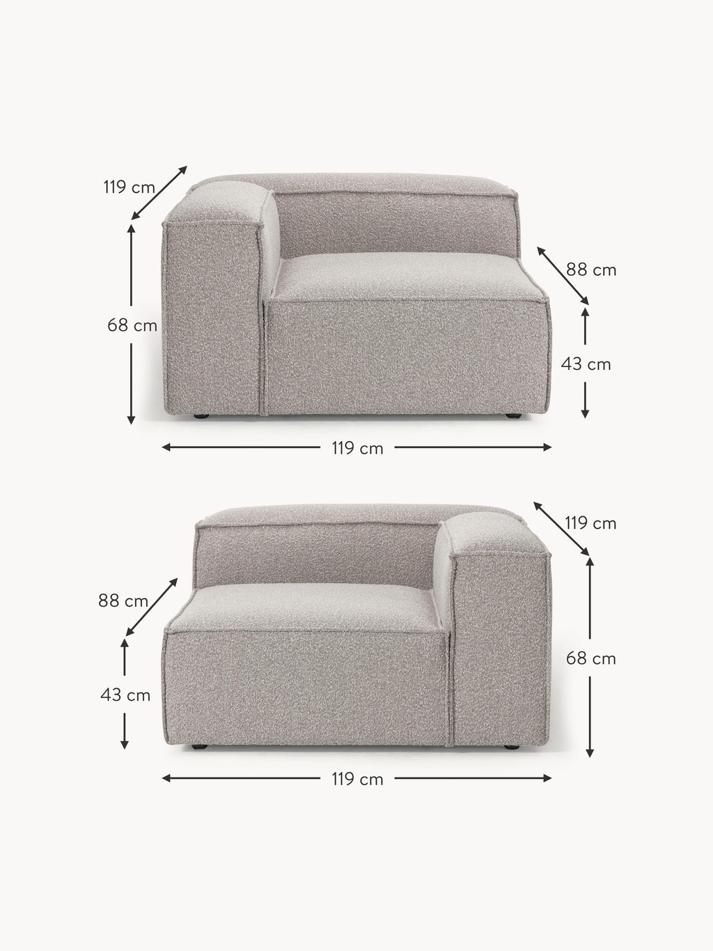 Lennon Bouclè Modular Sofa (3-seater)