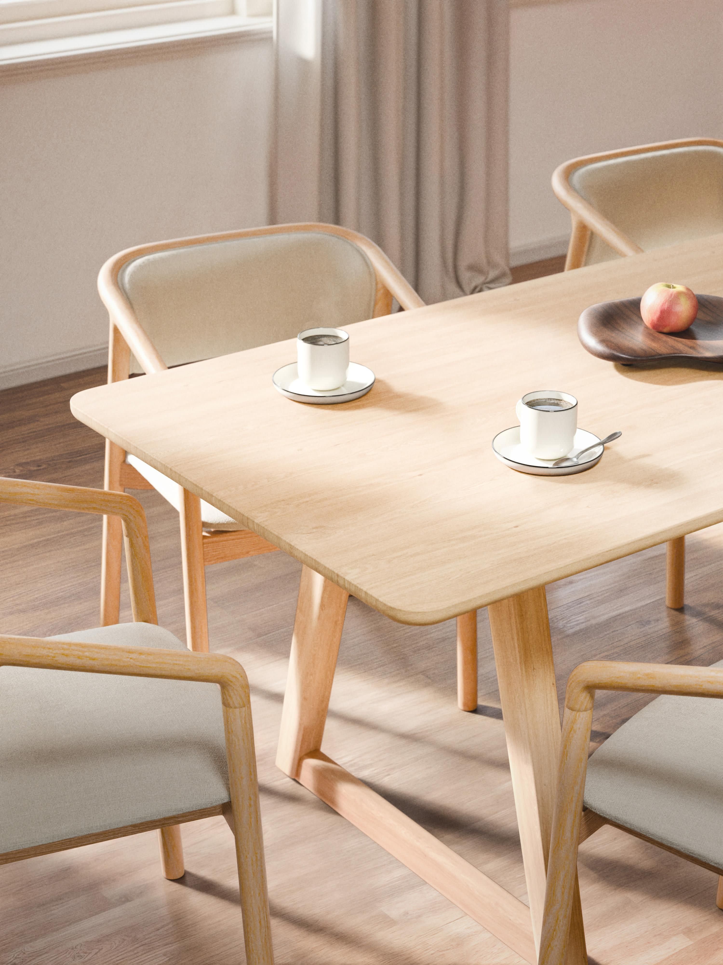Nik Oak Wood Dining Table, in various sizes