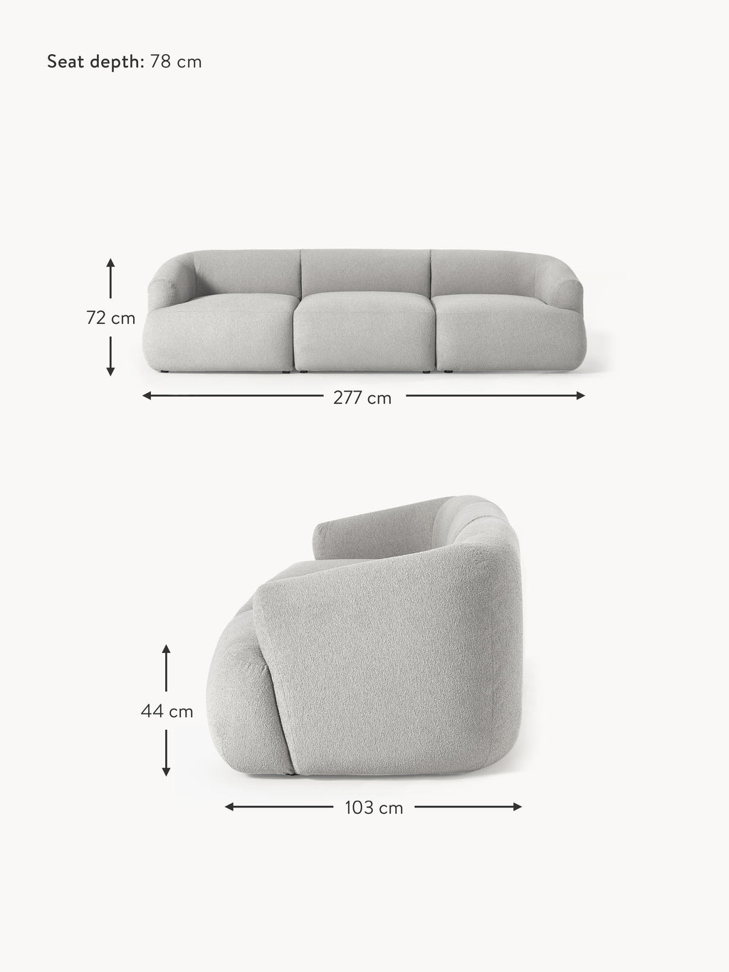 Sofia Modular Bouclé Sofa (4-seater)