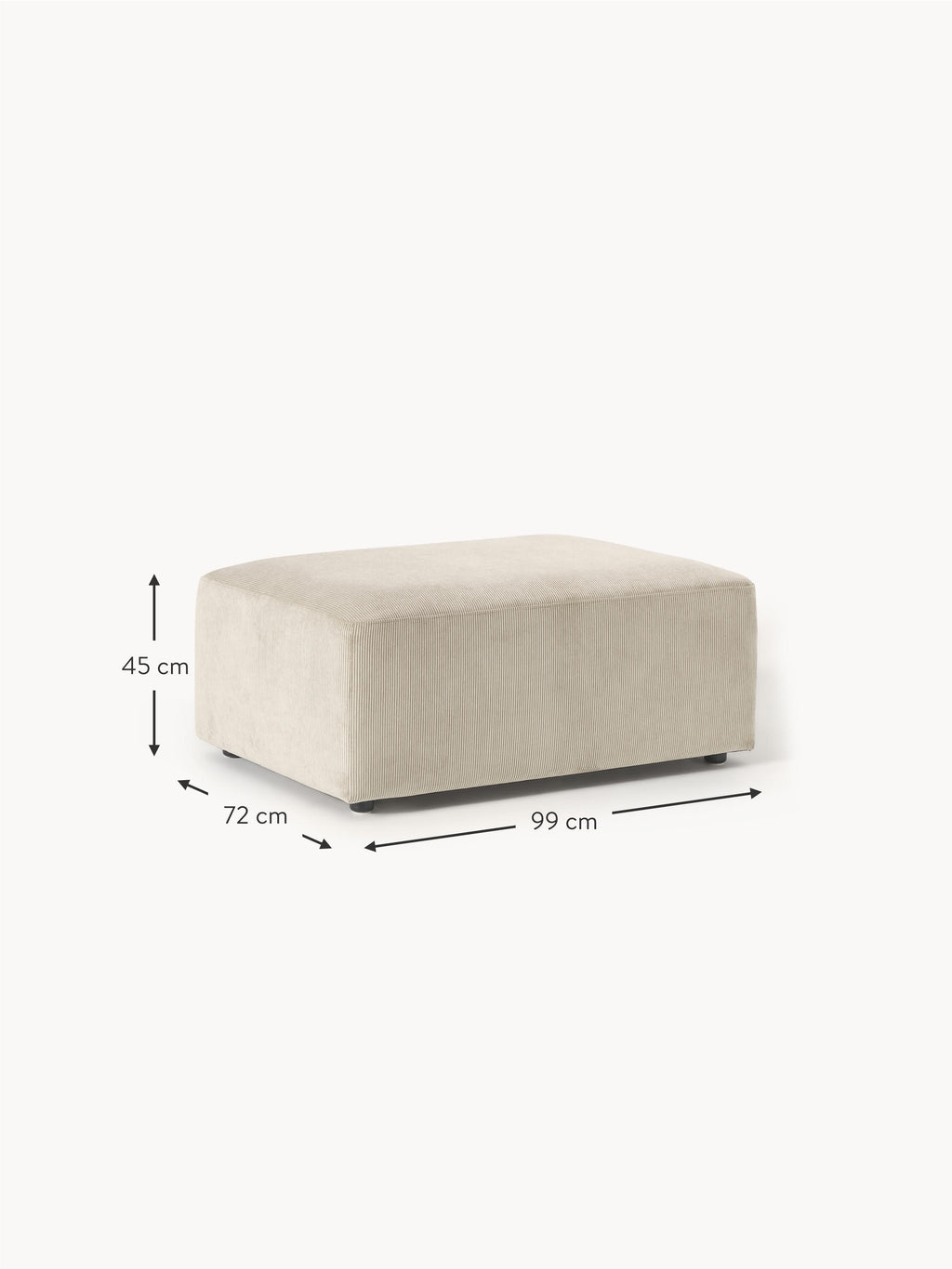Melva Corduroy Ottoman, W 99 x D 72 cm