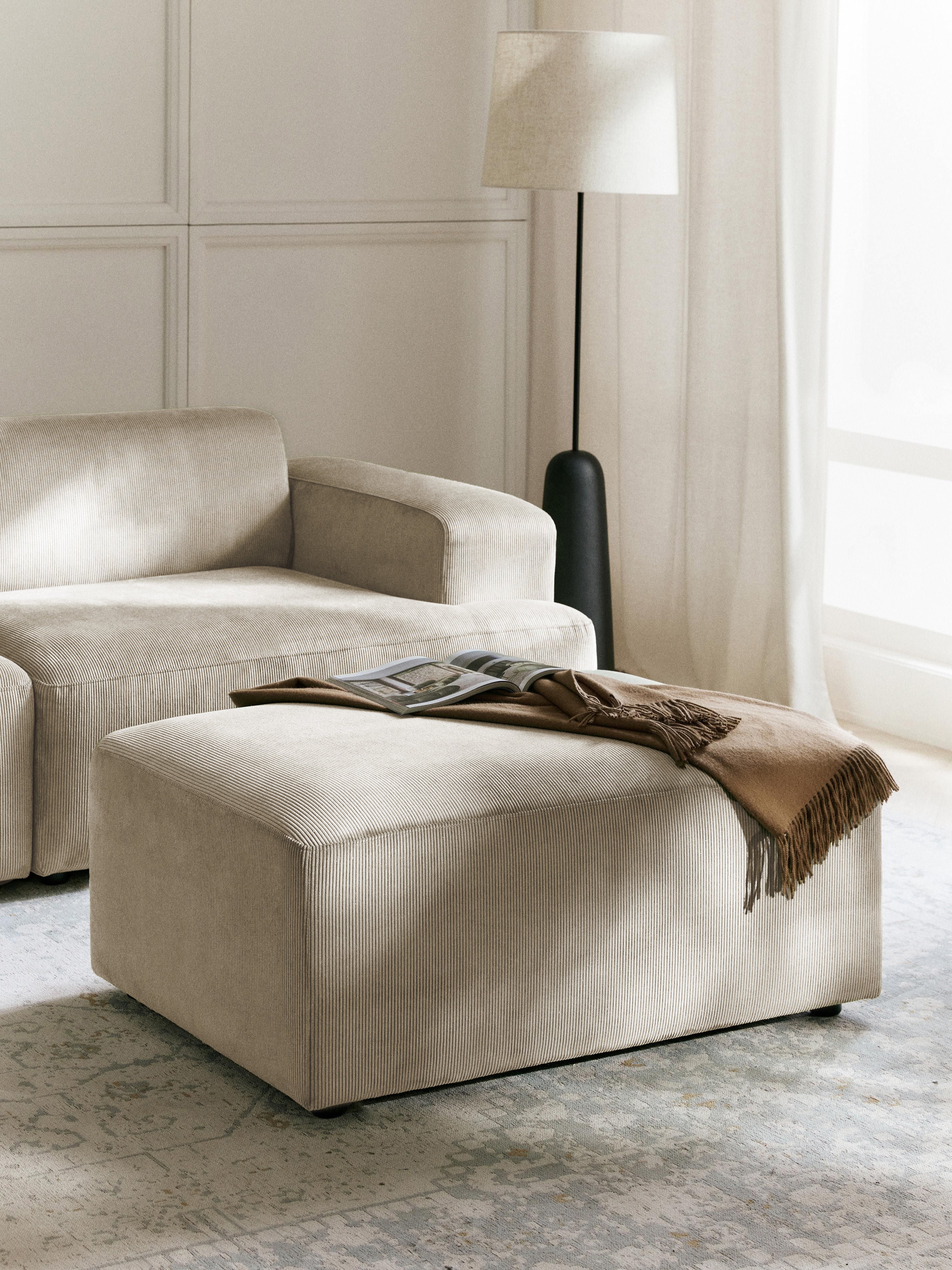 Melva Corduroy Ottoman, W 99 x D 72 cm
