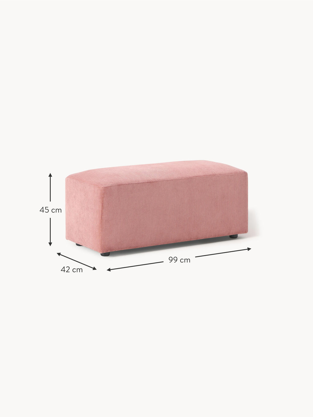 Melva Corduroy Ottoman, W 99 x D 42 cm