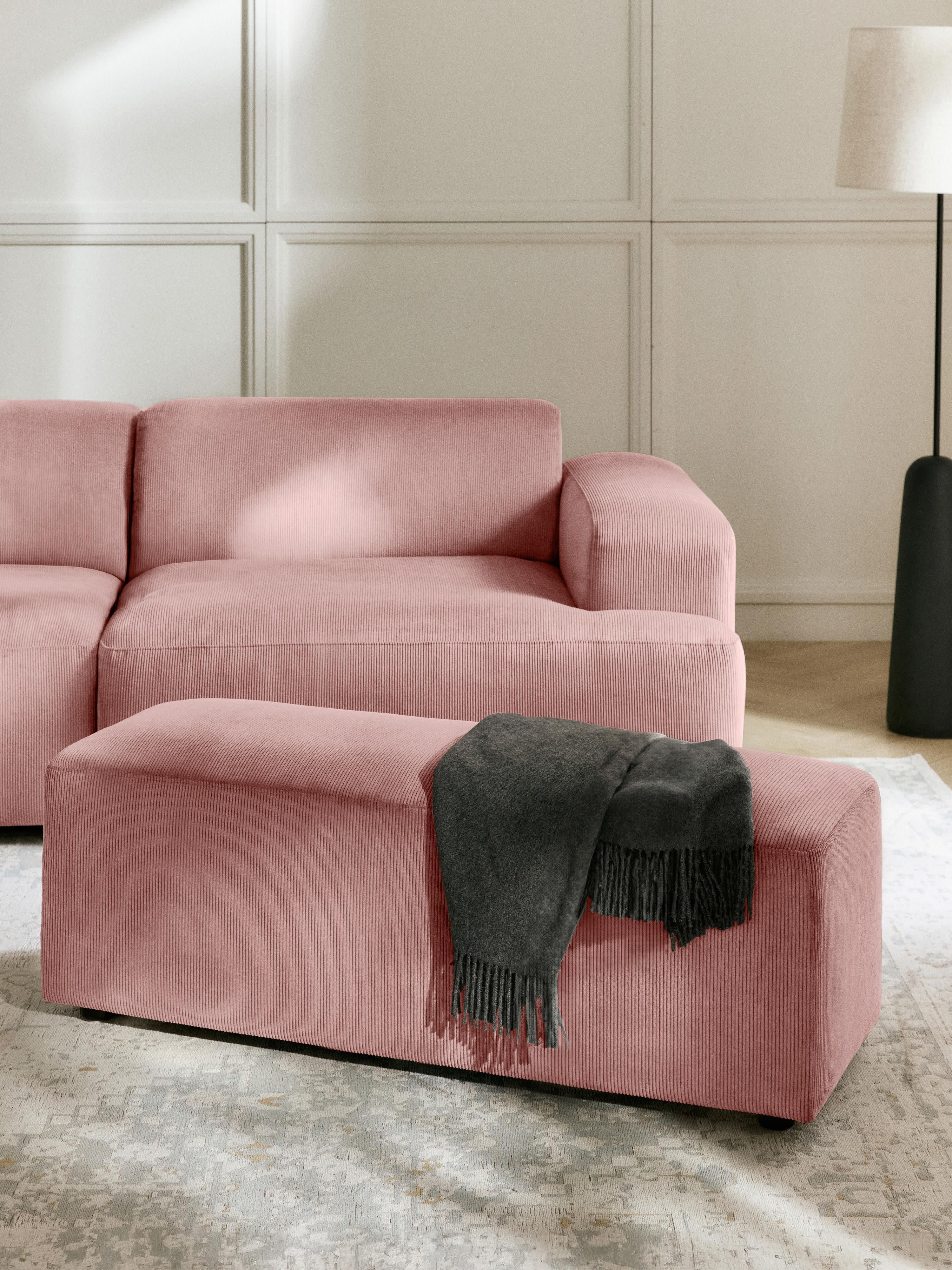 Melva Corduroy Ottoman, W 99 x D 42 cm