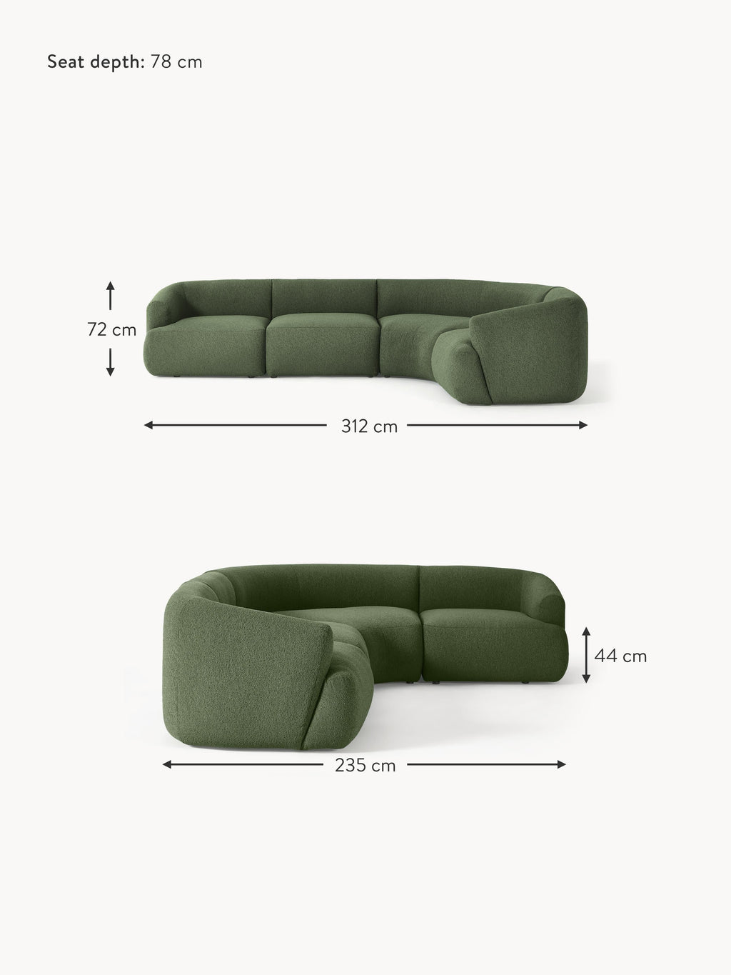 Sofia Modular Bouclé Corner Sofa (4-seater)