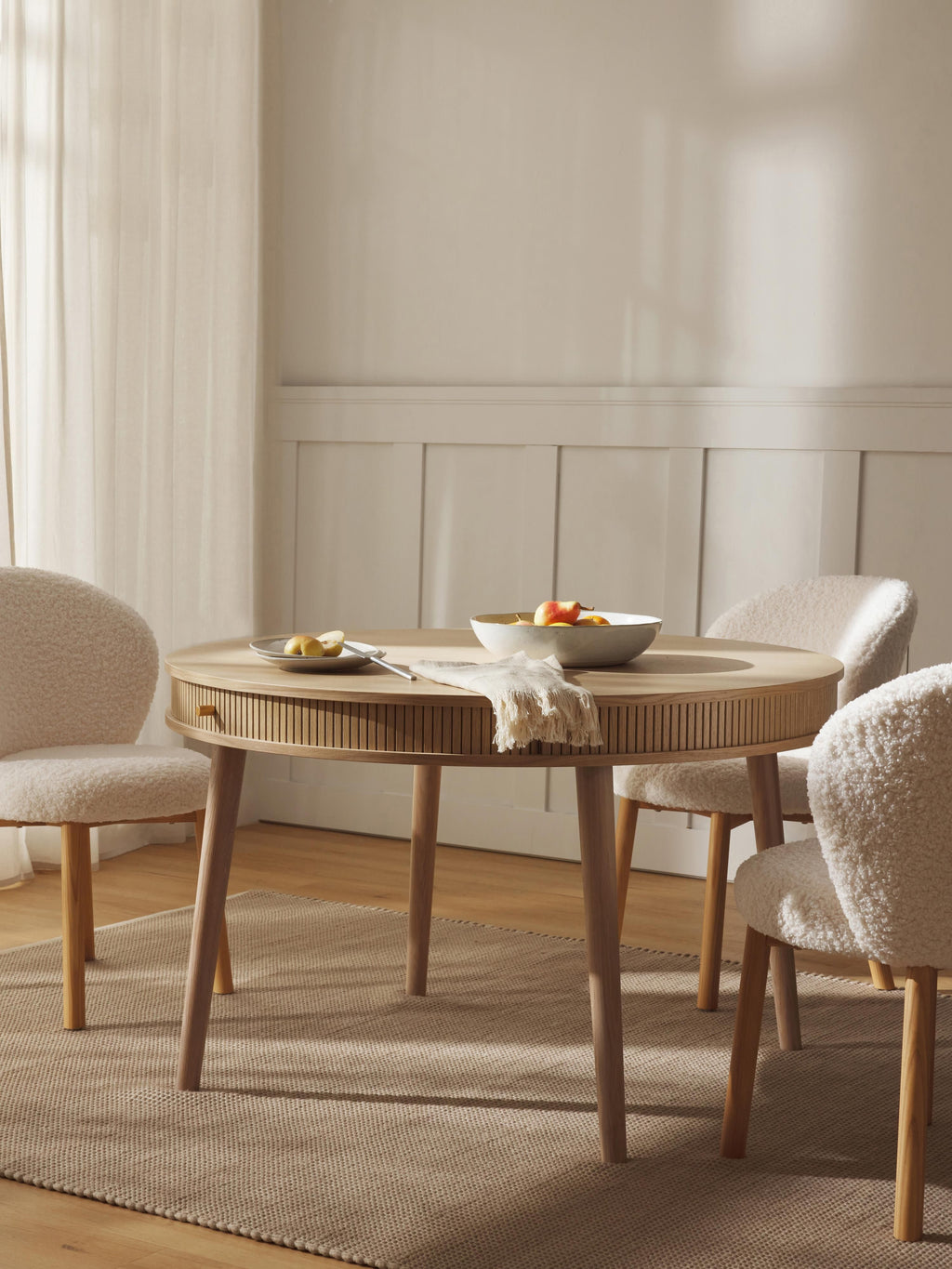 Calary Round Dining Table with Storage Space, in various sizes