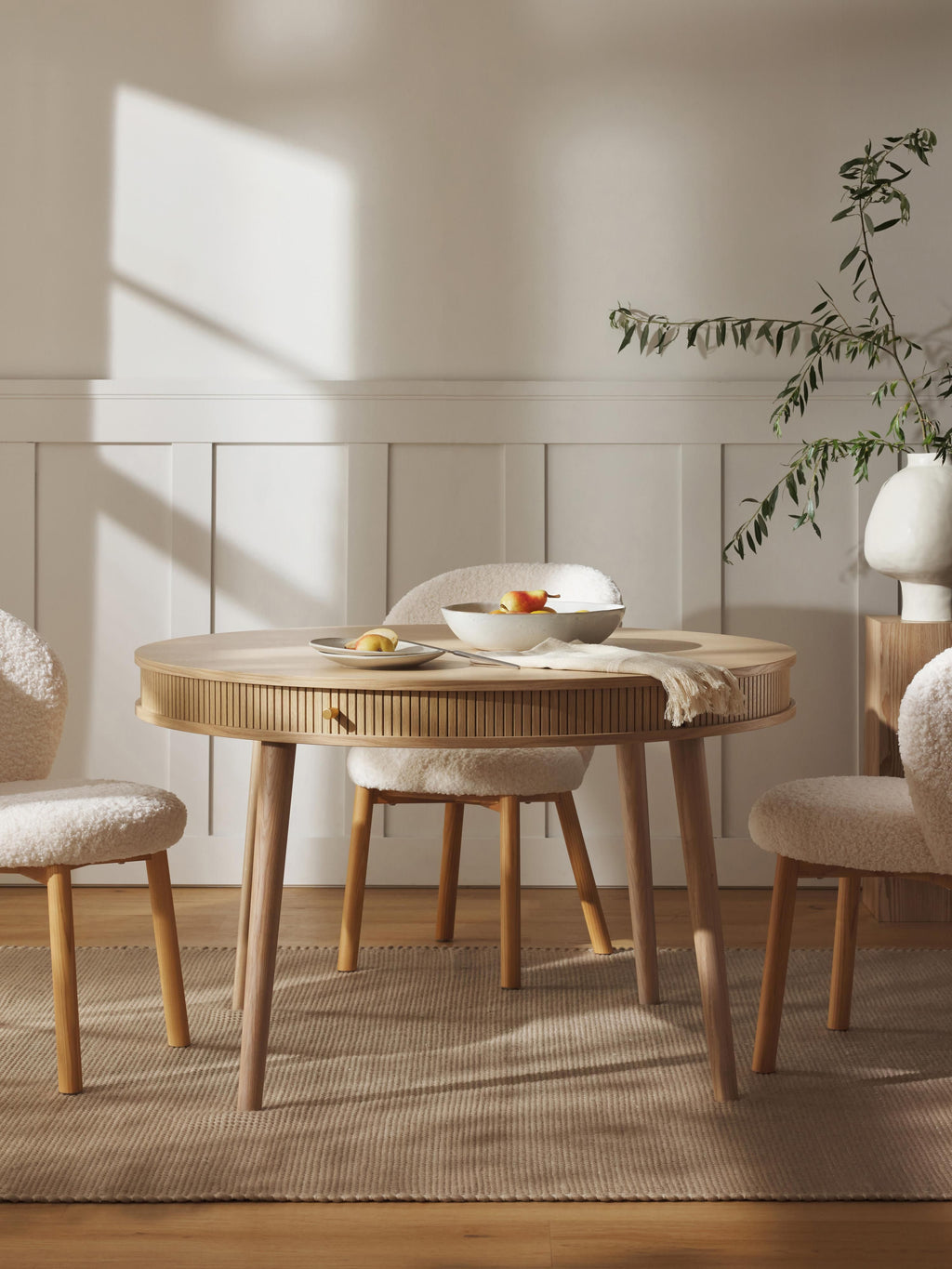 Calary Round Dining Table with Storage Space, in various sizes