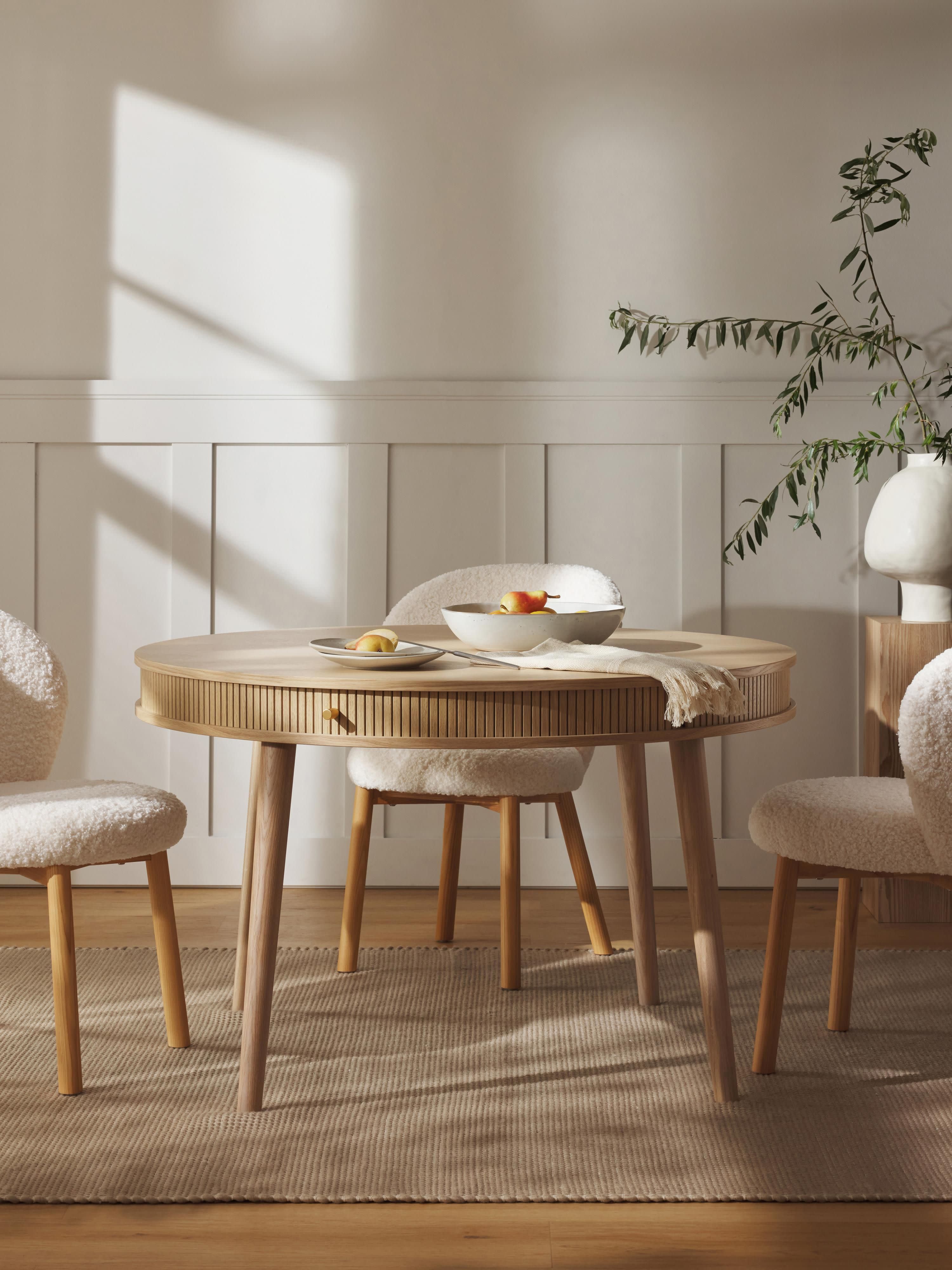 Calary Round Dining Table with Storage Space, in various sizes