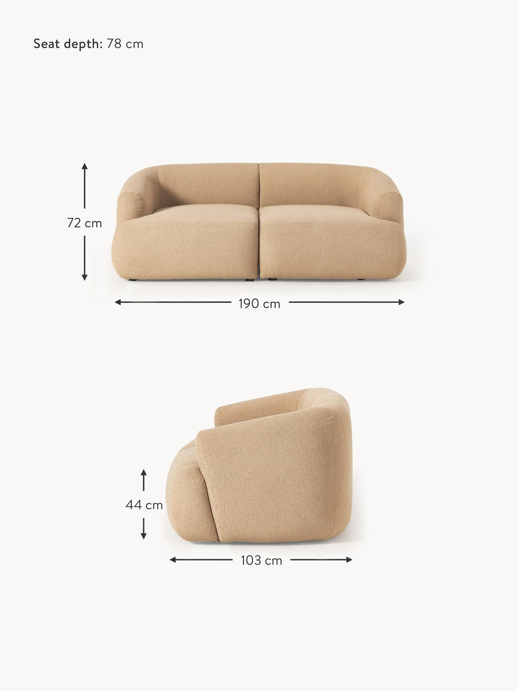 Sofia Modular Bouclé Sofa (2-seater)