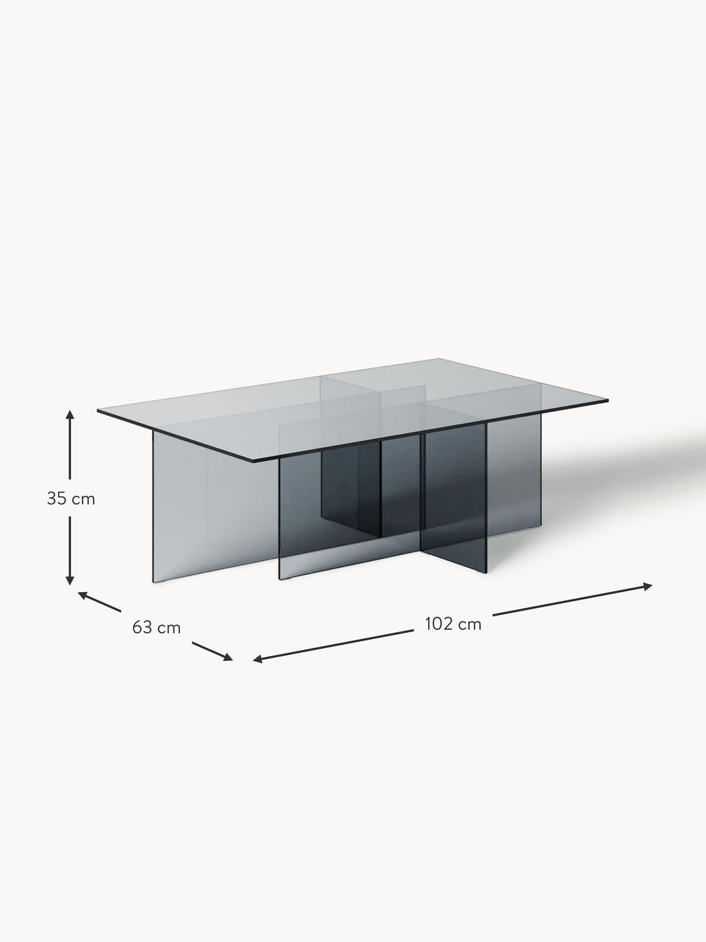 Anouk Glass Coffee Table, W 102 cm