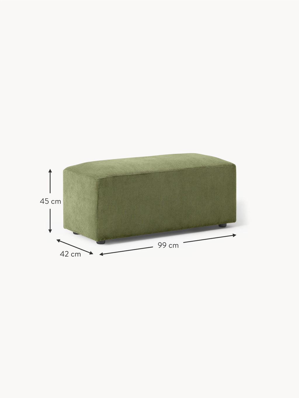 Melva Corduroy Ottoman, W 99 x D 42 cm