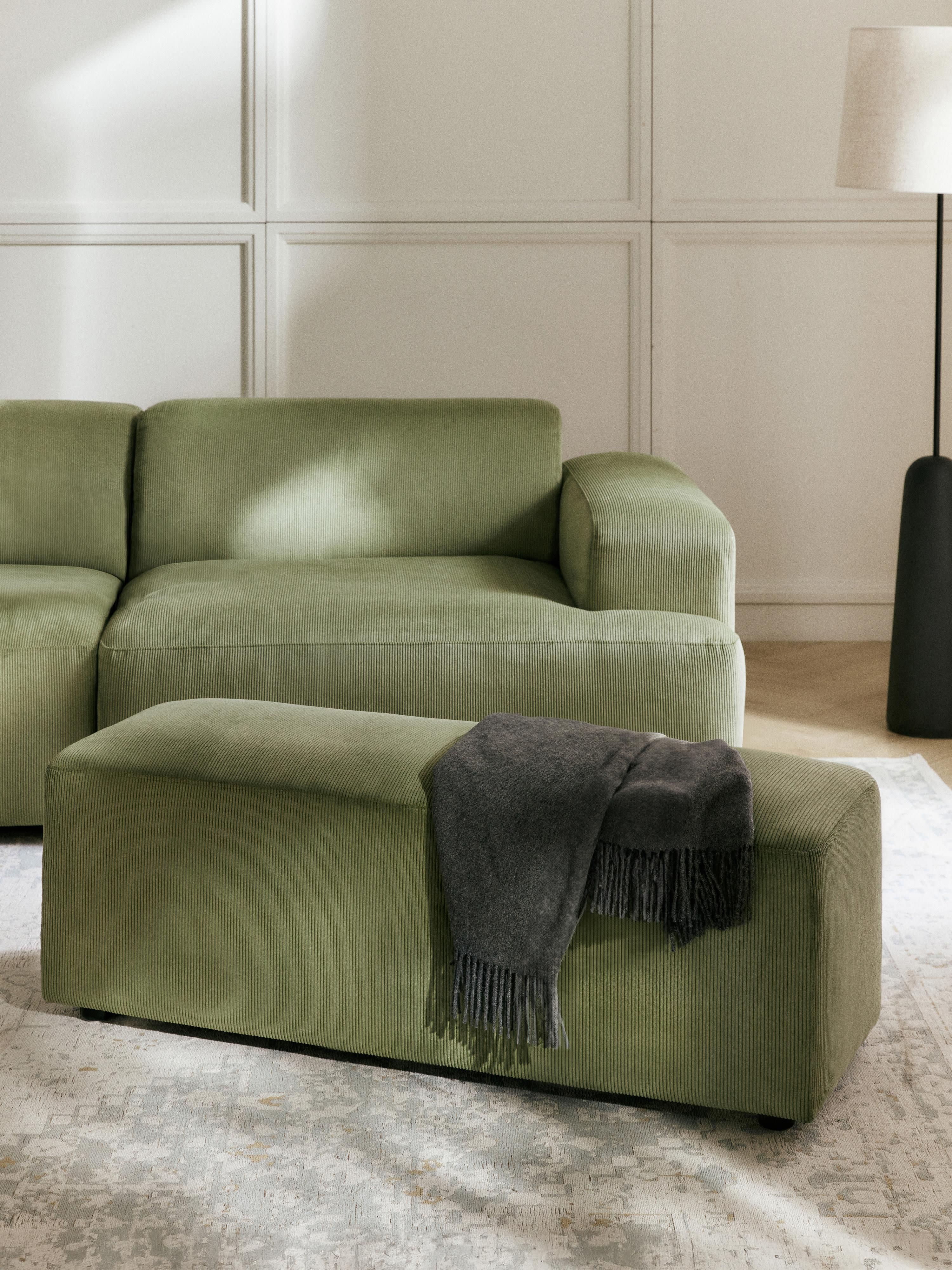 Melva Corduroy Ottoman, W 99 x D 42 cm