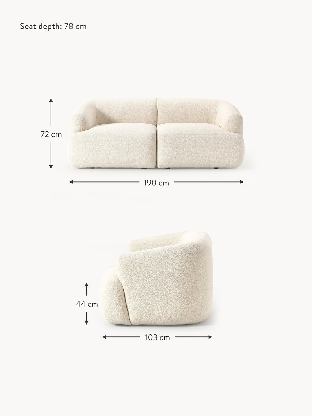 Sofia Modular Bouclé Sofa (2-seater)