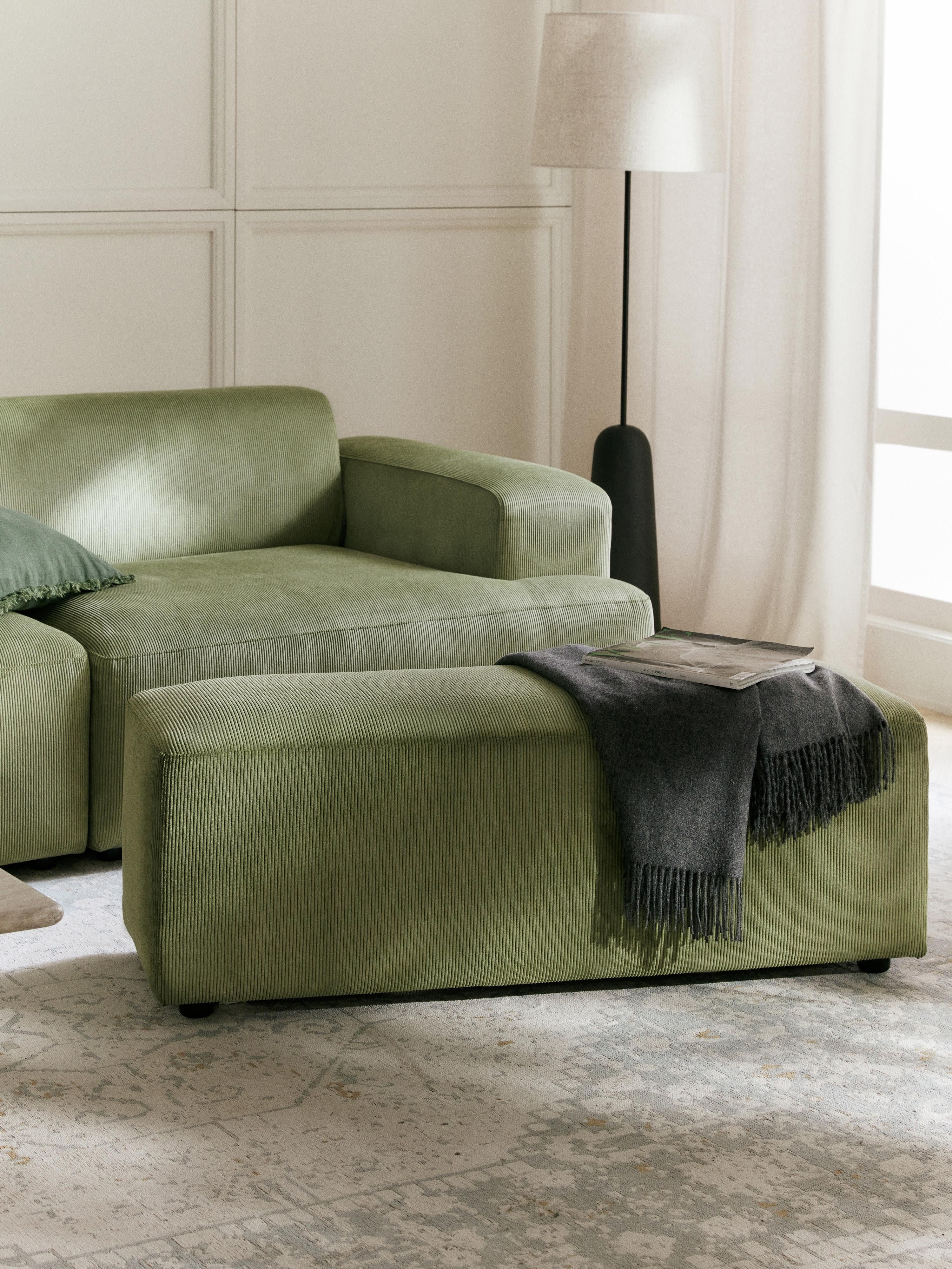 Melva XL Corduroy Ottoman, W 116 x D 42 cm
