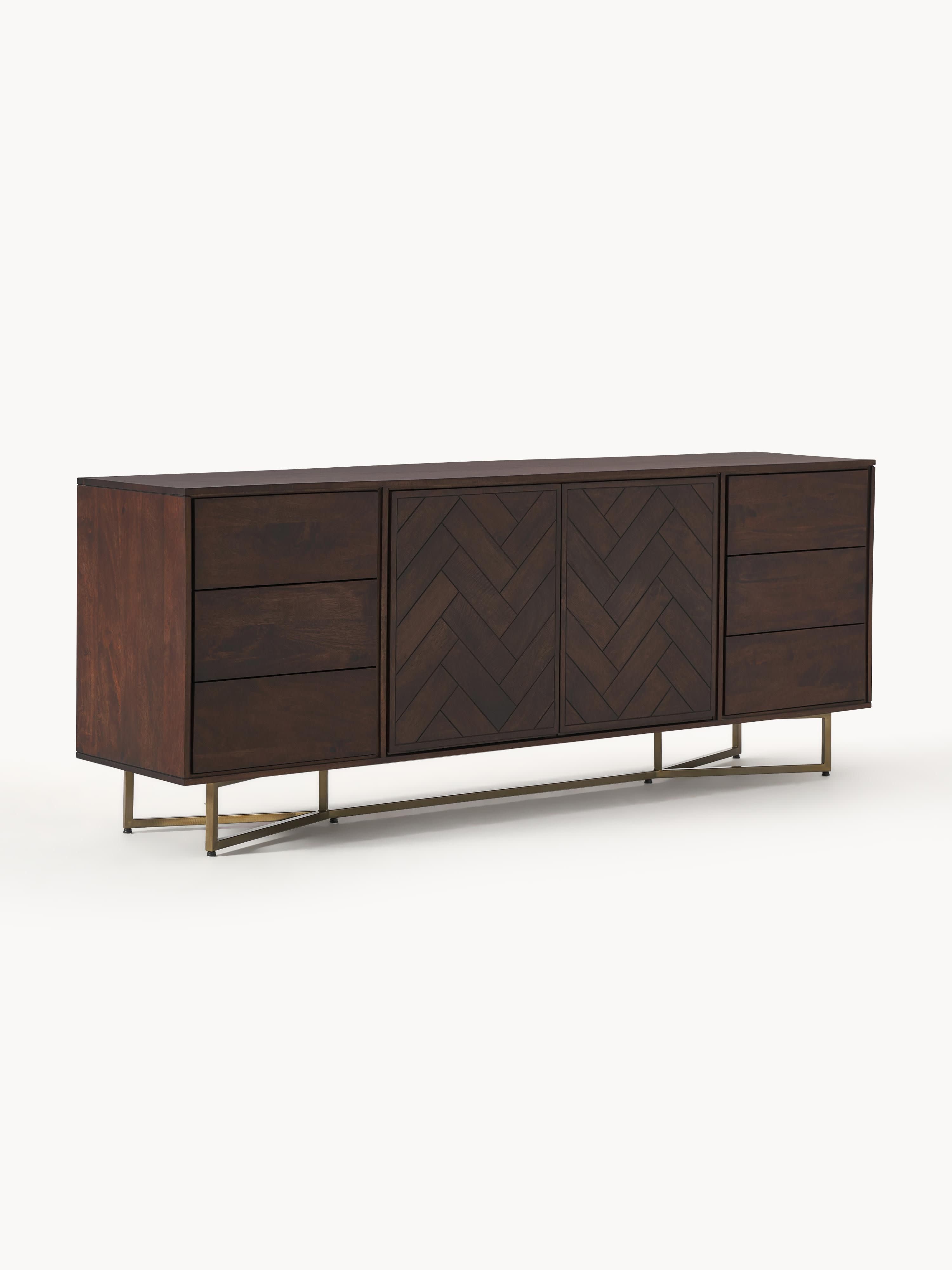 Gallery image 1 - XL Mango Wood Sideboard Luca with Herringbone Pattern