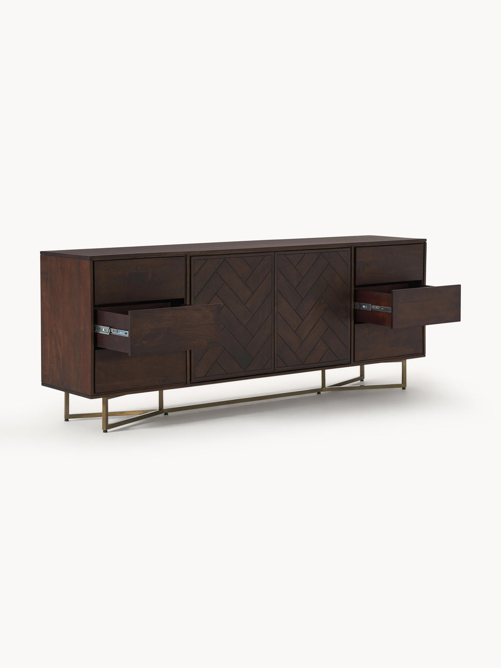 Luca XL Mango Wood Sideboard with Herringbone Pattern