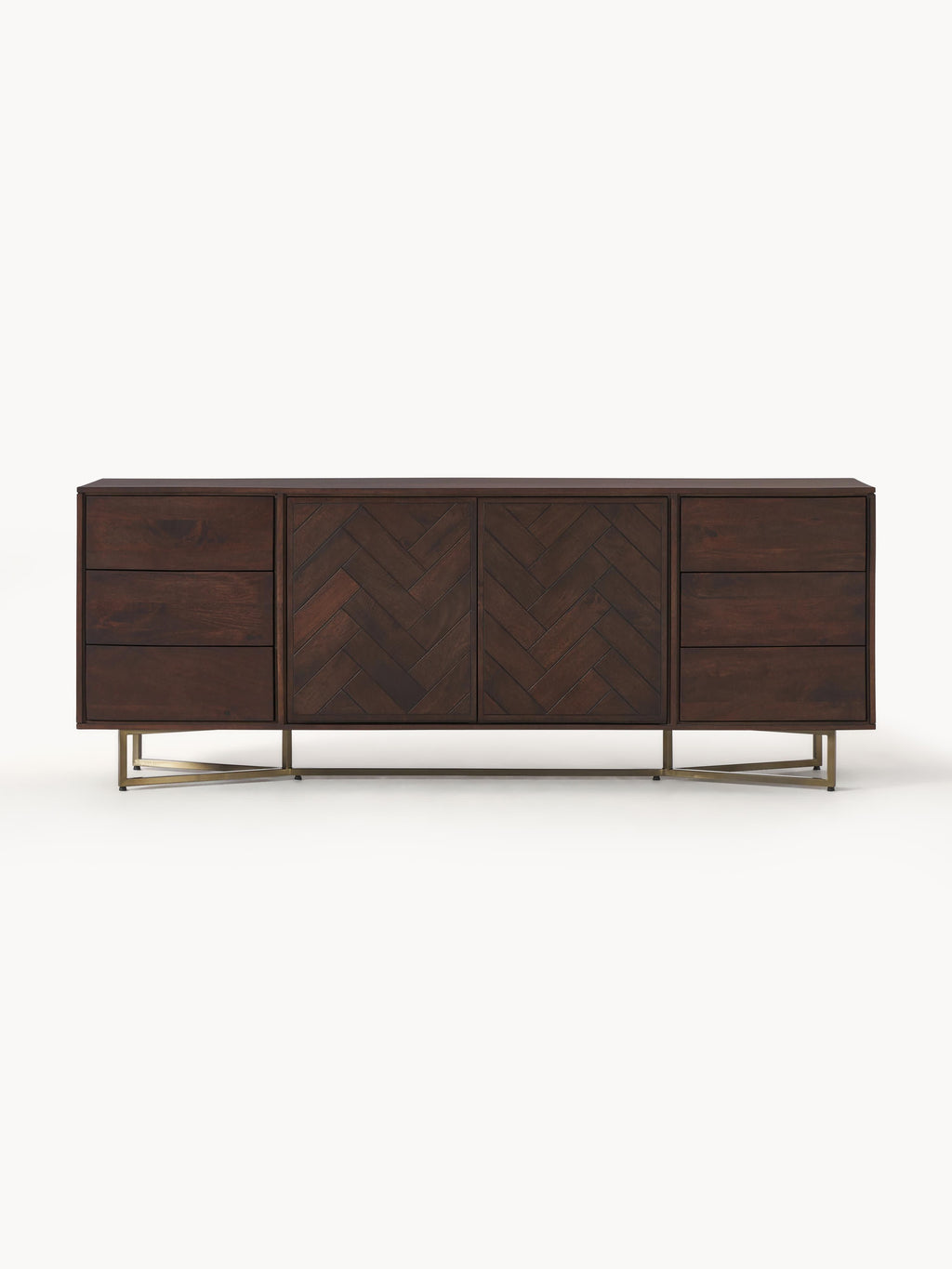 Luca XL Mango Wood Sideboard with Herringbone Pattern