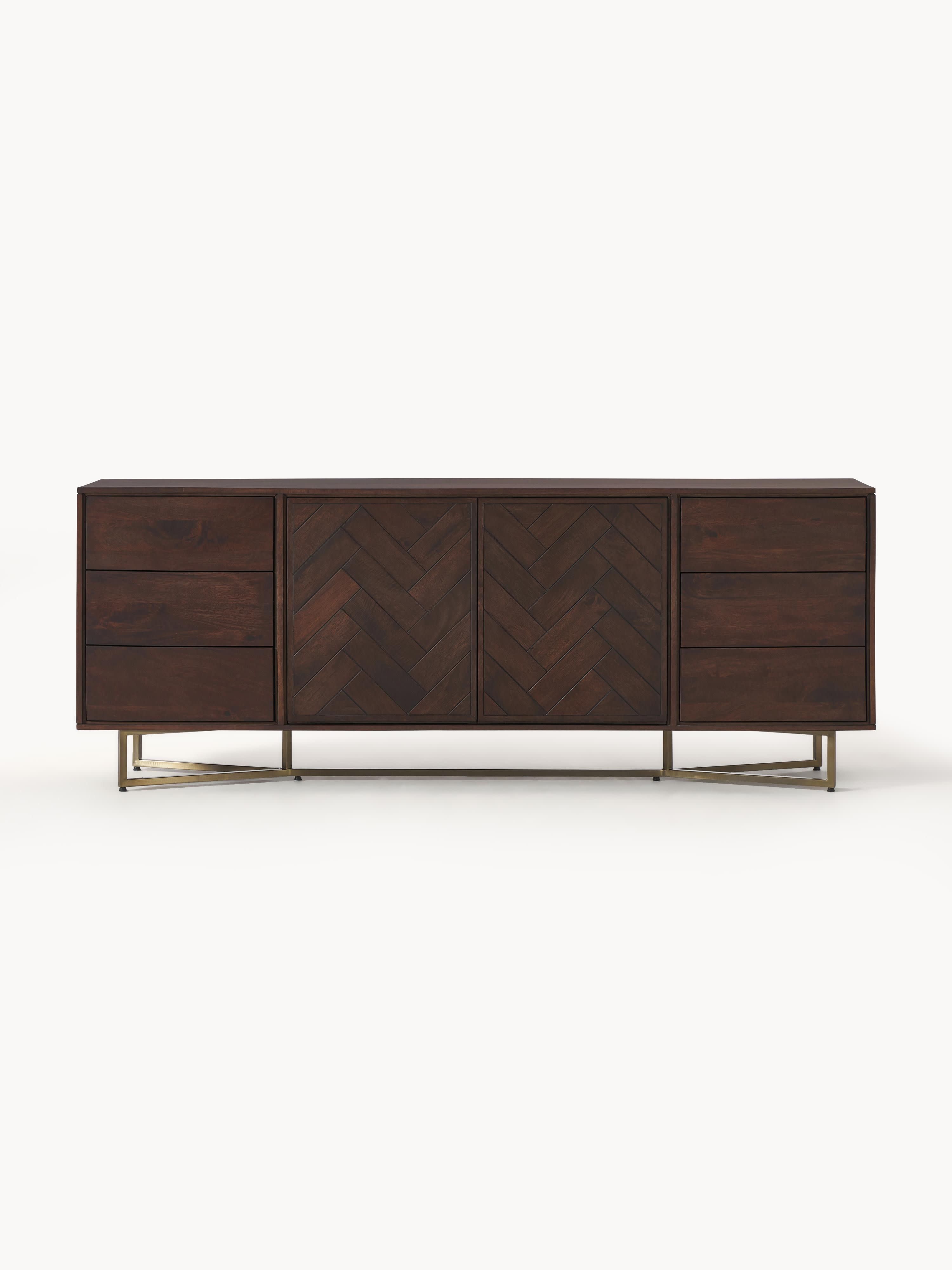 Luca XL Mango Wood Sideboard with Herringbone Pattern