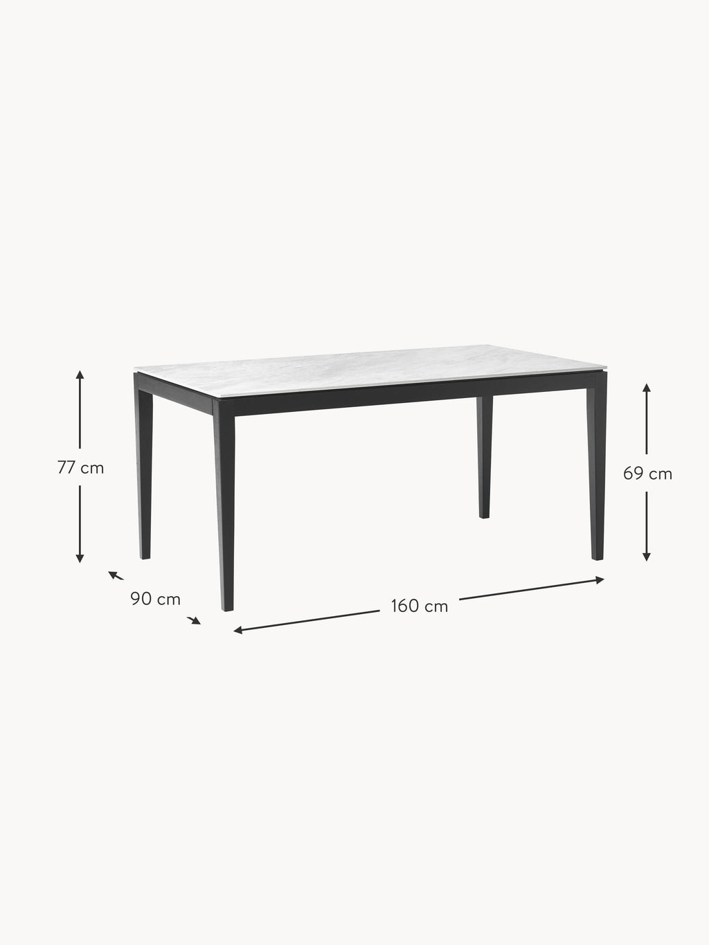 Jackson Marble Effect Dining Table, in various sizes
