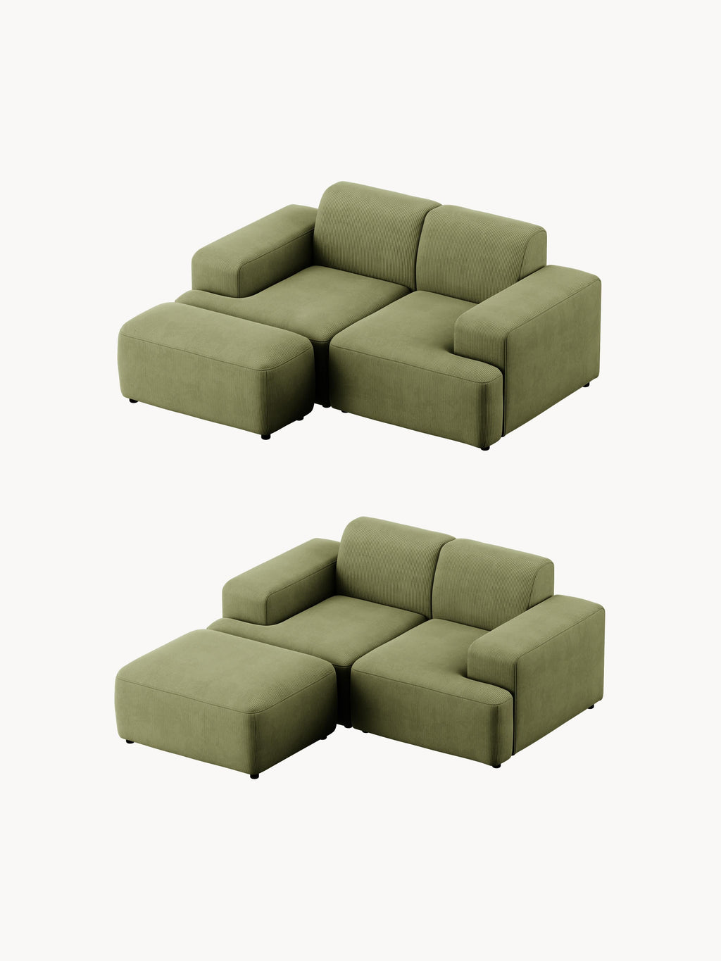Melva Corduroy Ottoman, W 99 x D 72 cm