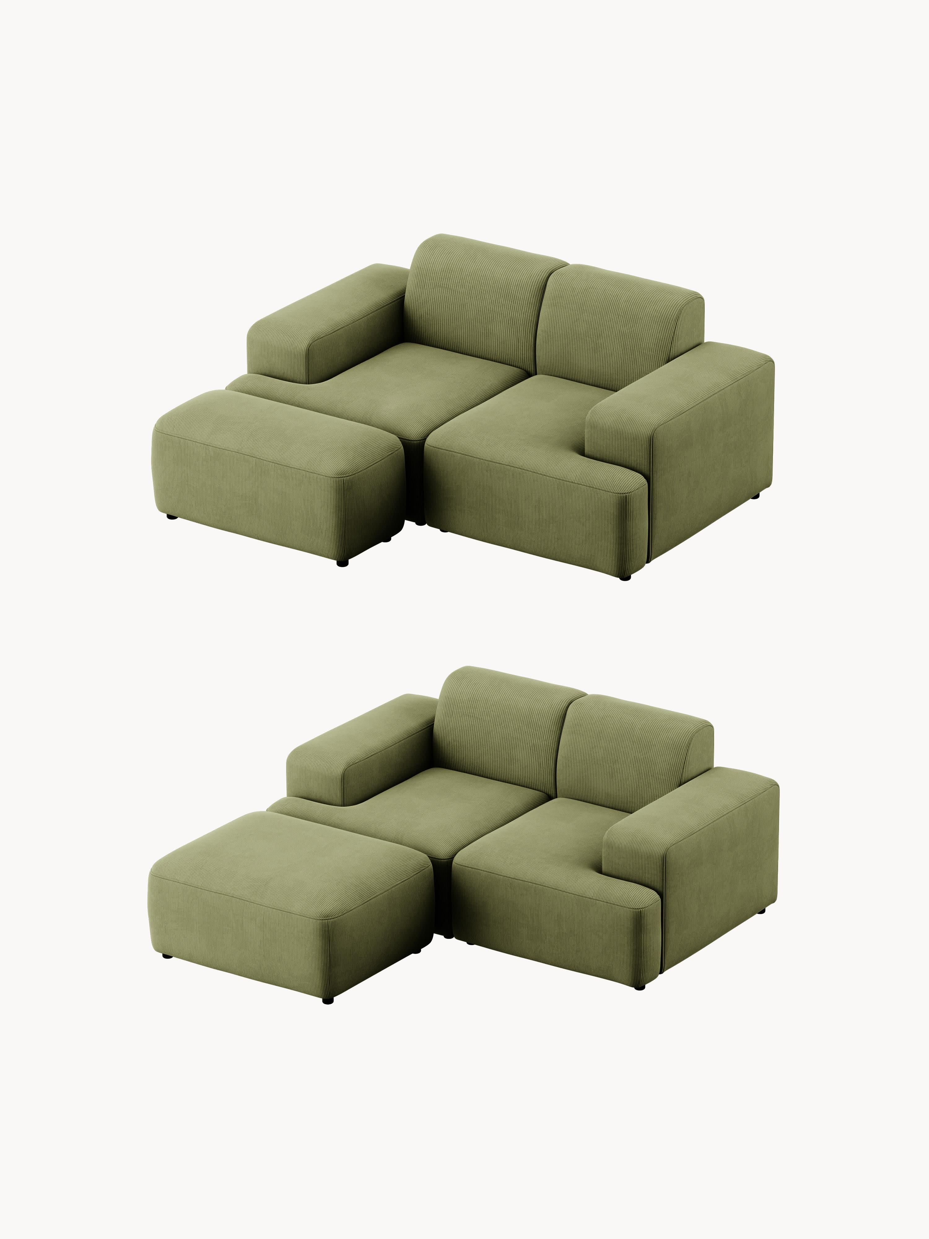 Melva Corduroy Ottoman, W 99 x D 72 cm