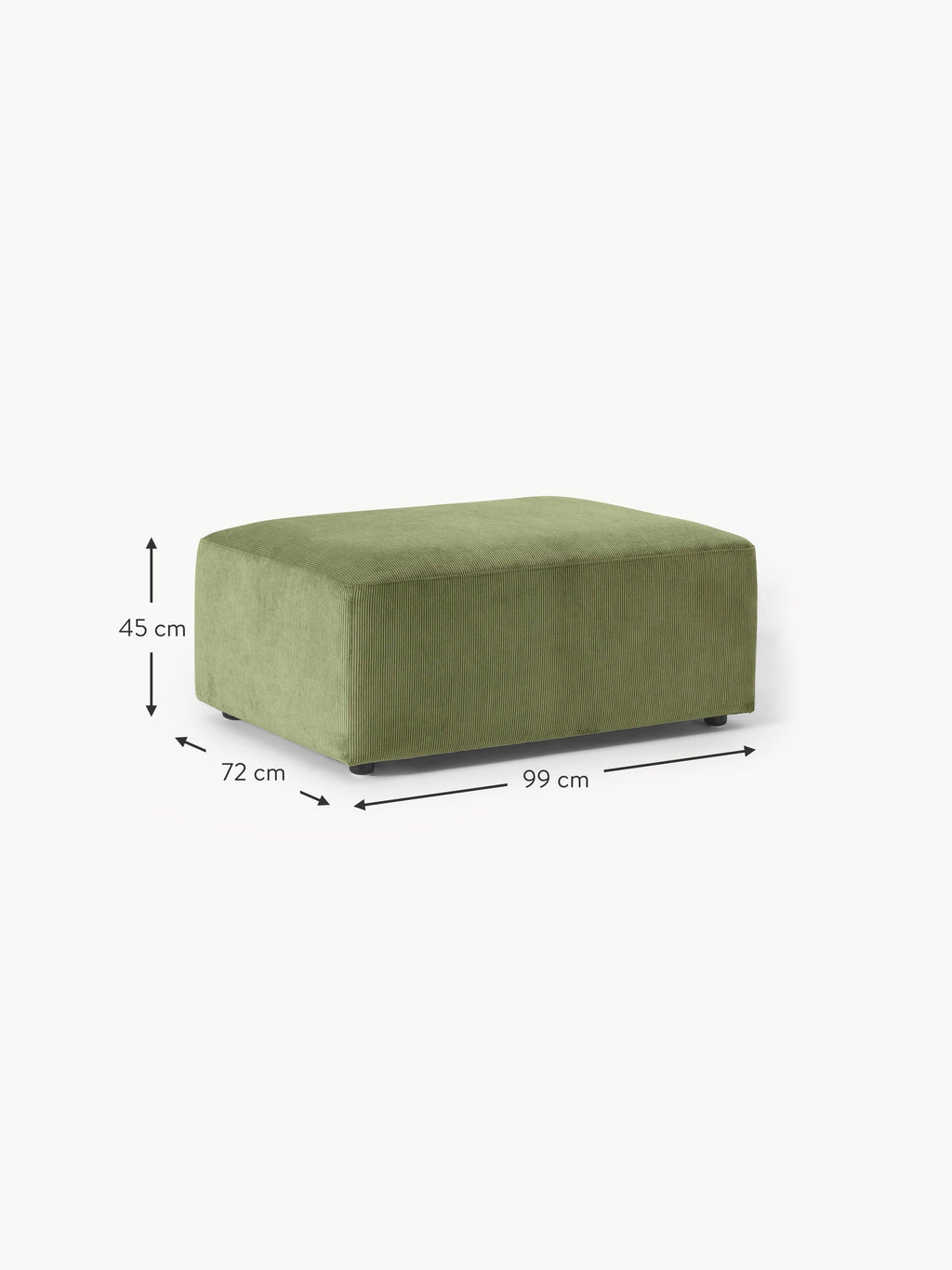 Melva Corduroy Ottoman, W 99 x D 72 cm
