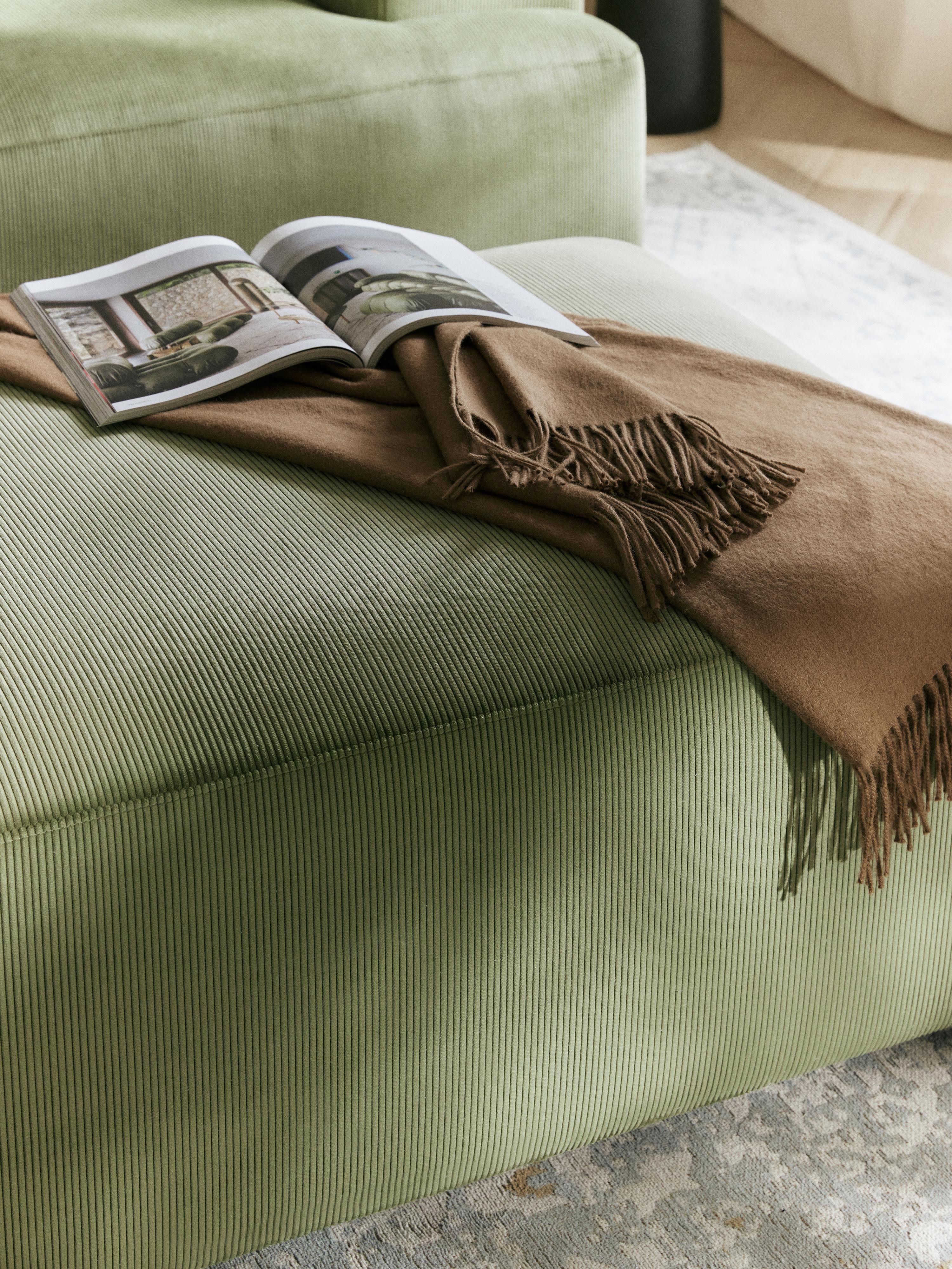 Melva Corduroy Ottoman, W 99 x D 72 cm