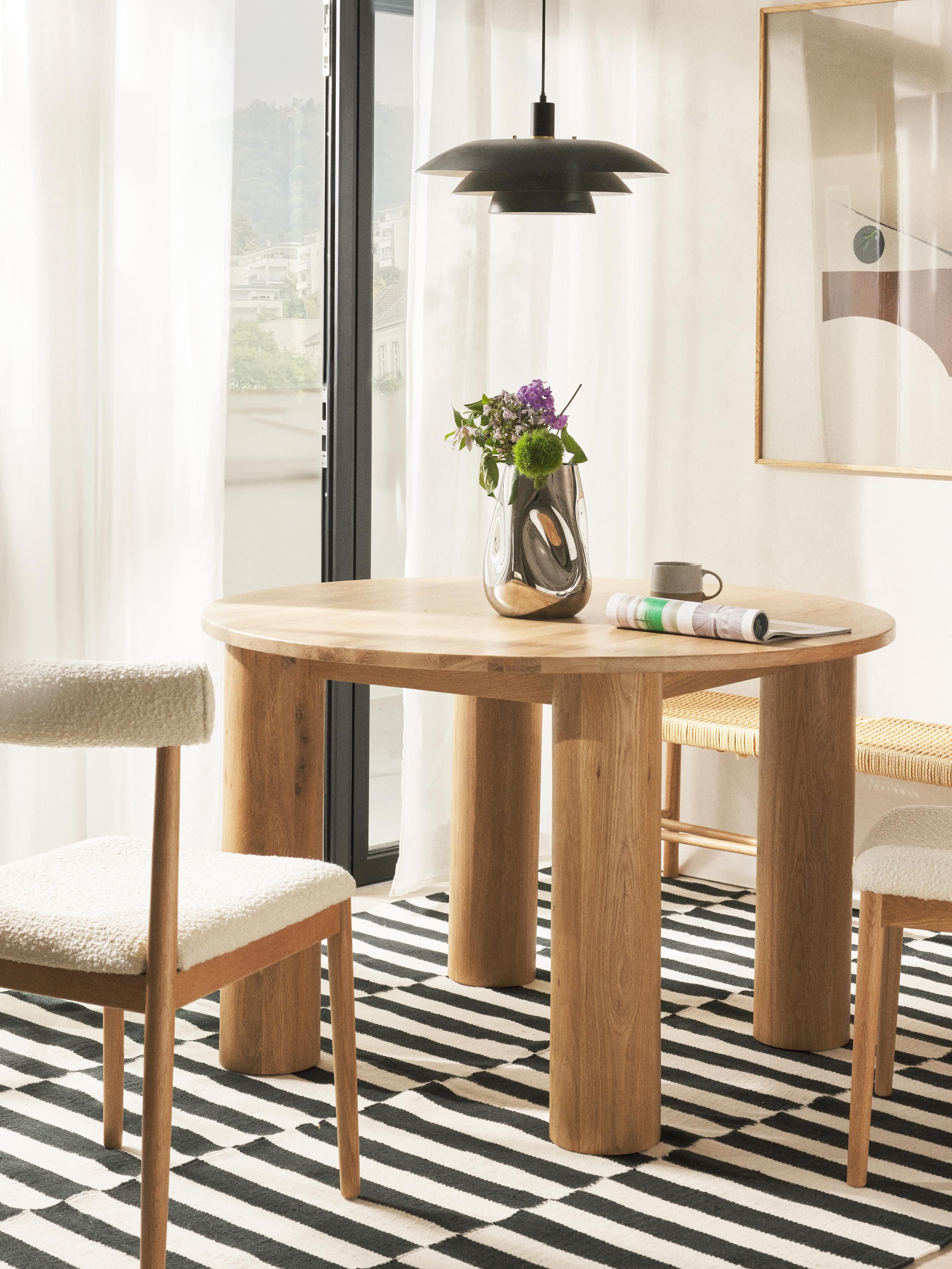 Ohana Round Oak Wood Dining Table, Ø 120 cm