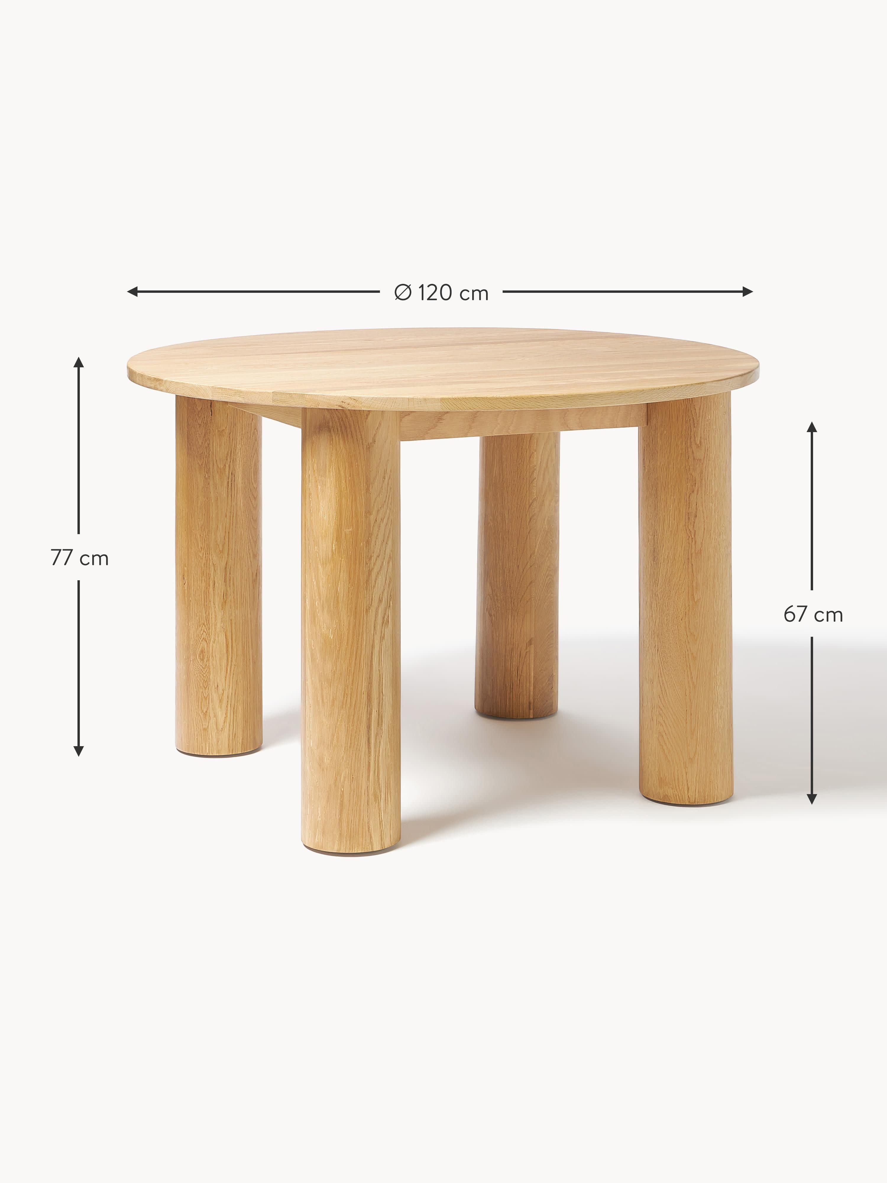 Ohana Round Oak Wood Dining Table, Ø 120 cm