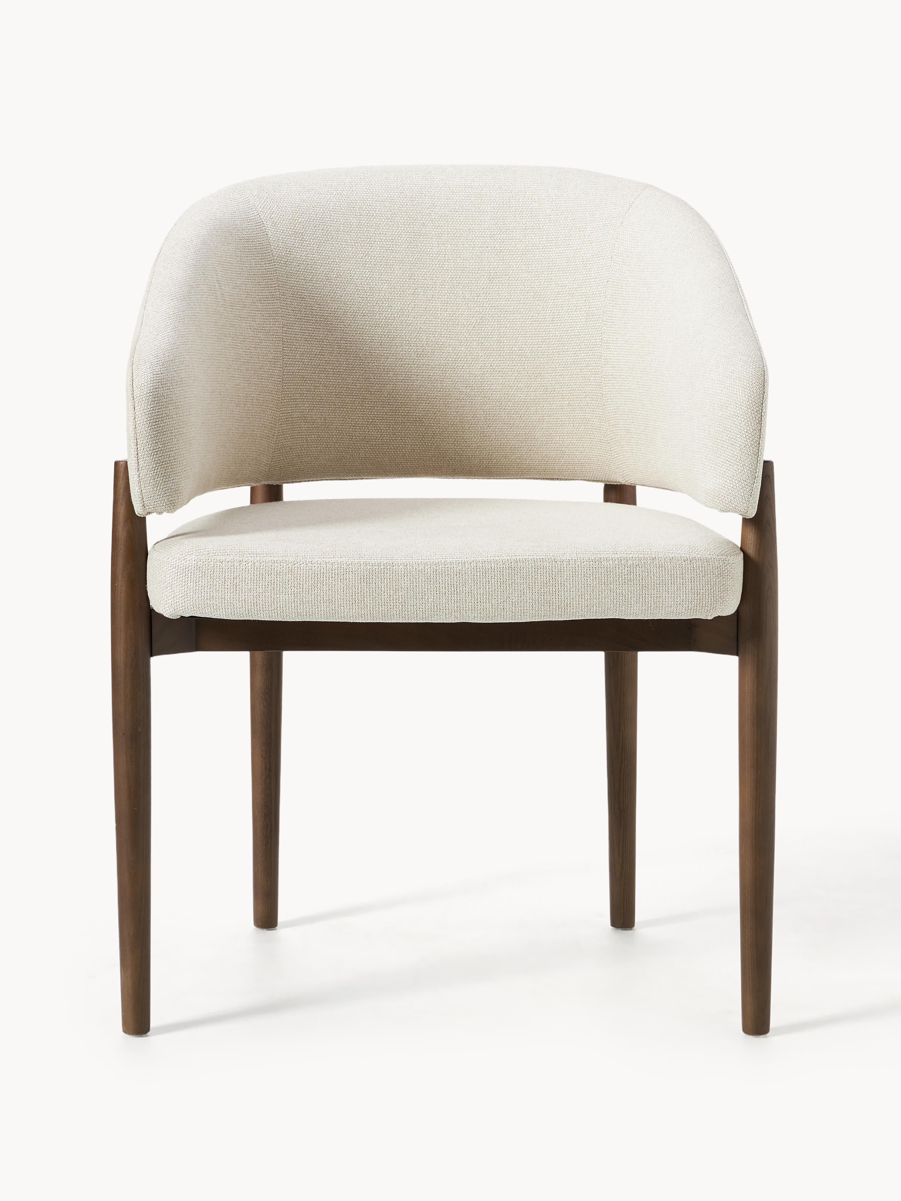 Nemo Upholstered Ash Wood Dining Chair with Armrests