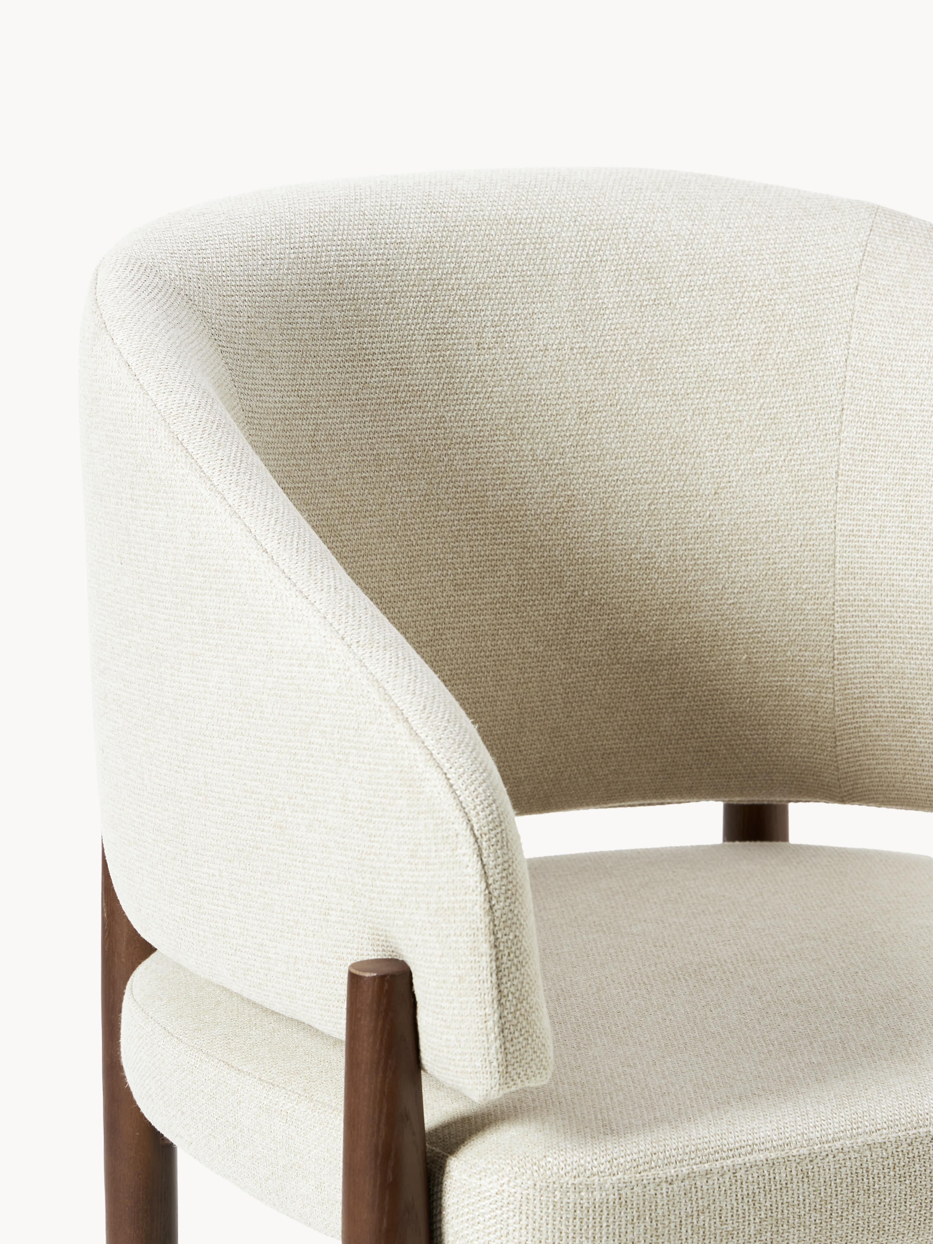 Nemo Upholstered Ash Wood Dining Chair with Armrests