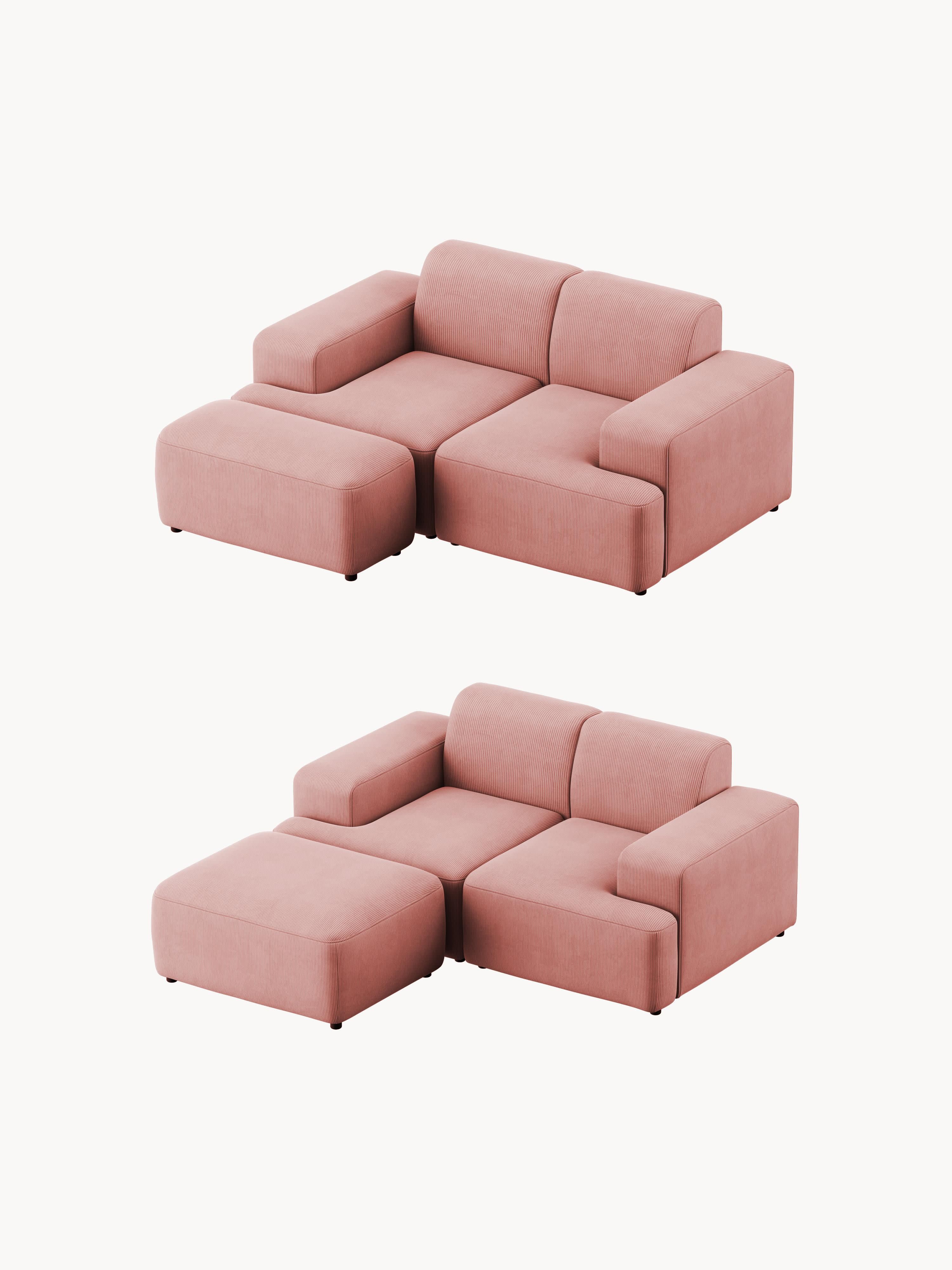 Melva Corduroy Ottoman, W 99 x D 72 cm