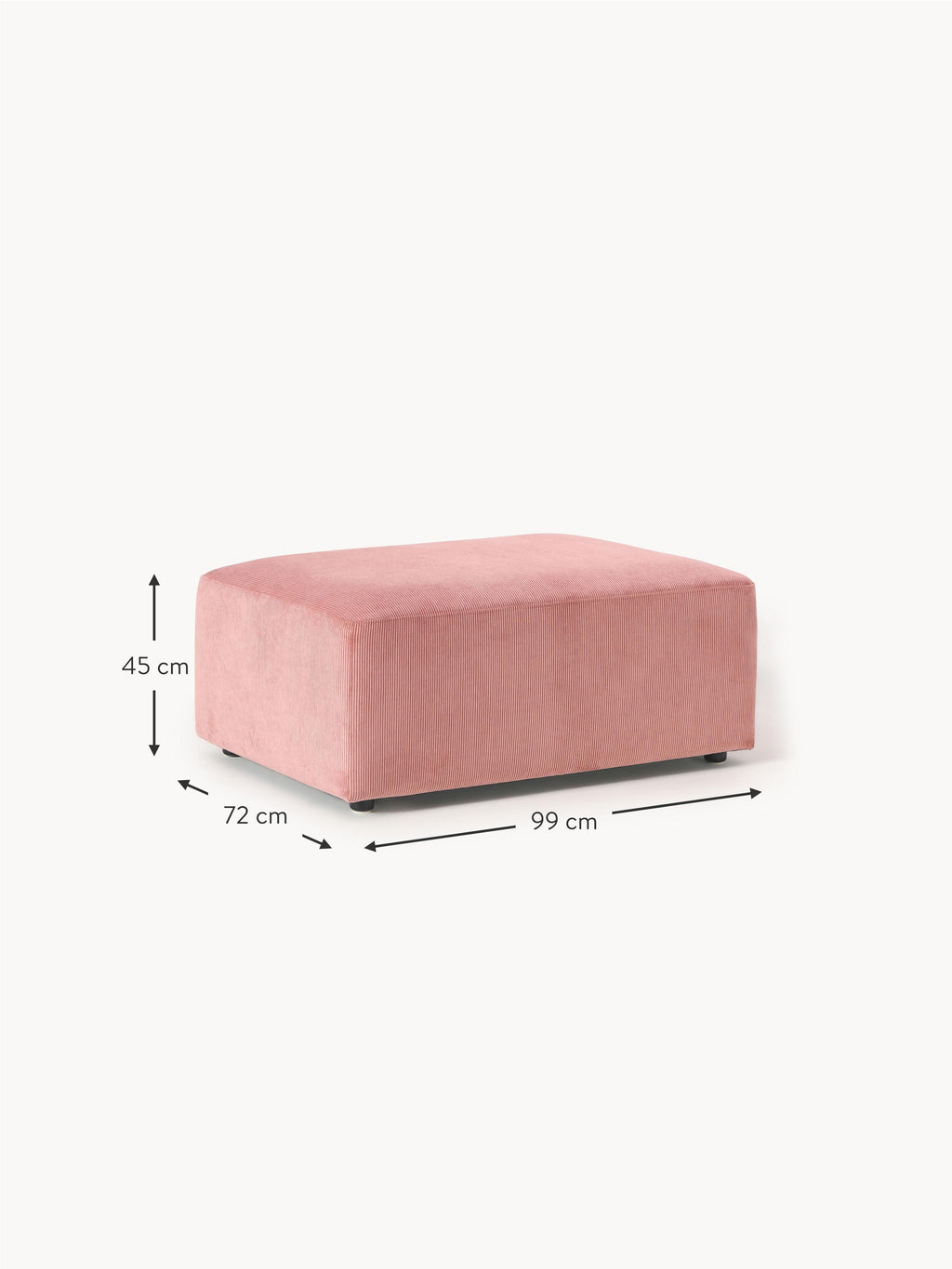Melva Corduroy Ottoman, W 99 x D 72 cm