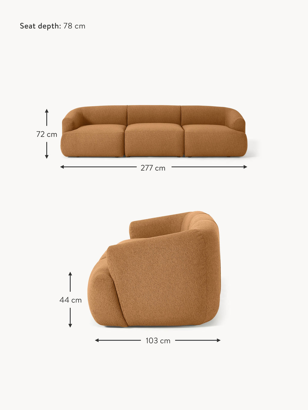 Sofia Modular Bouclé Sofa (4-seater)