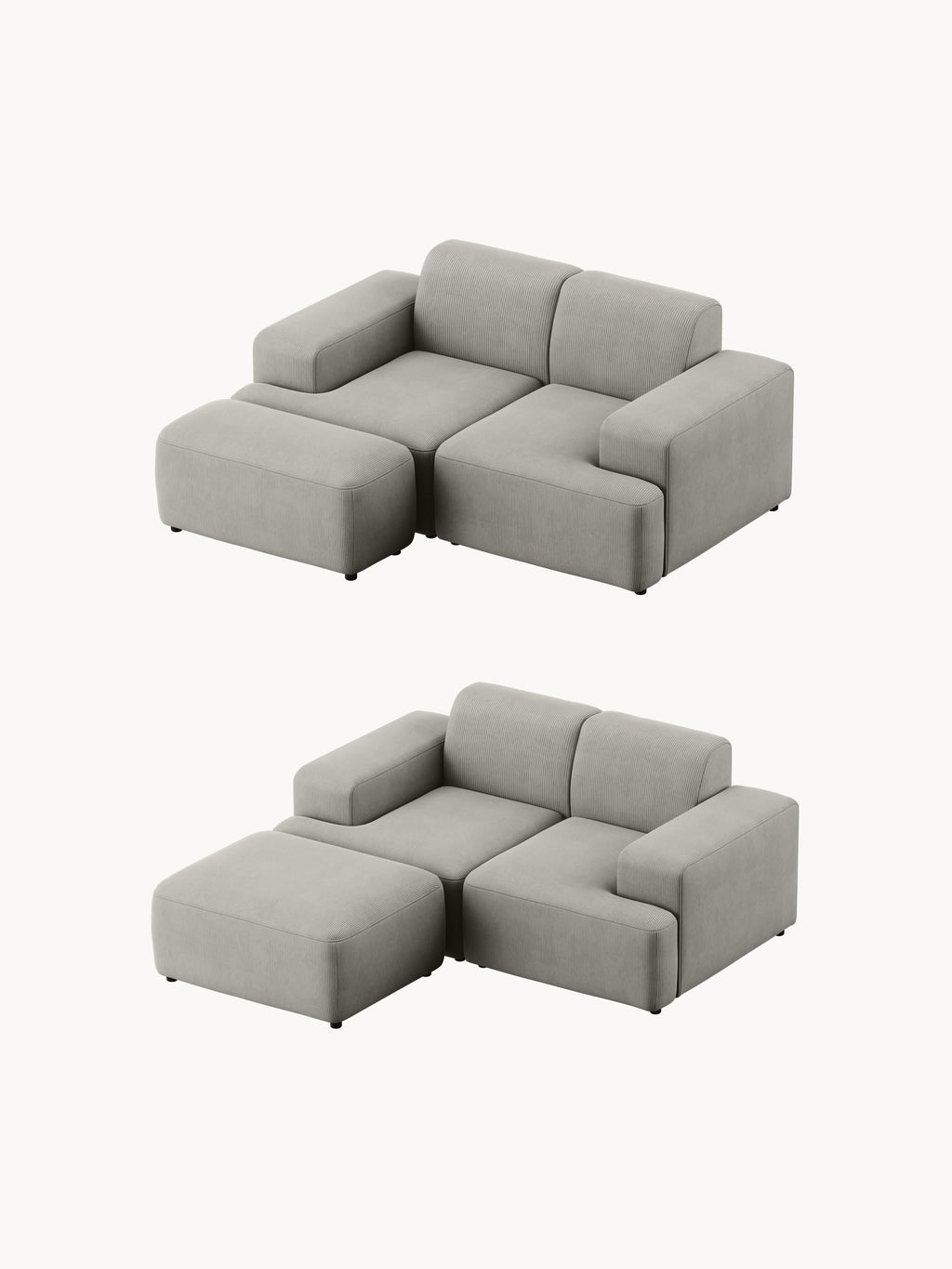 Melva Corduroy Ottoman, W 99 x D 42 cm