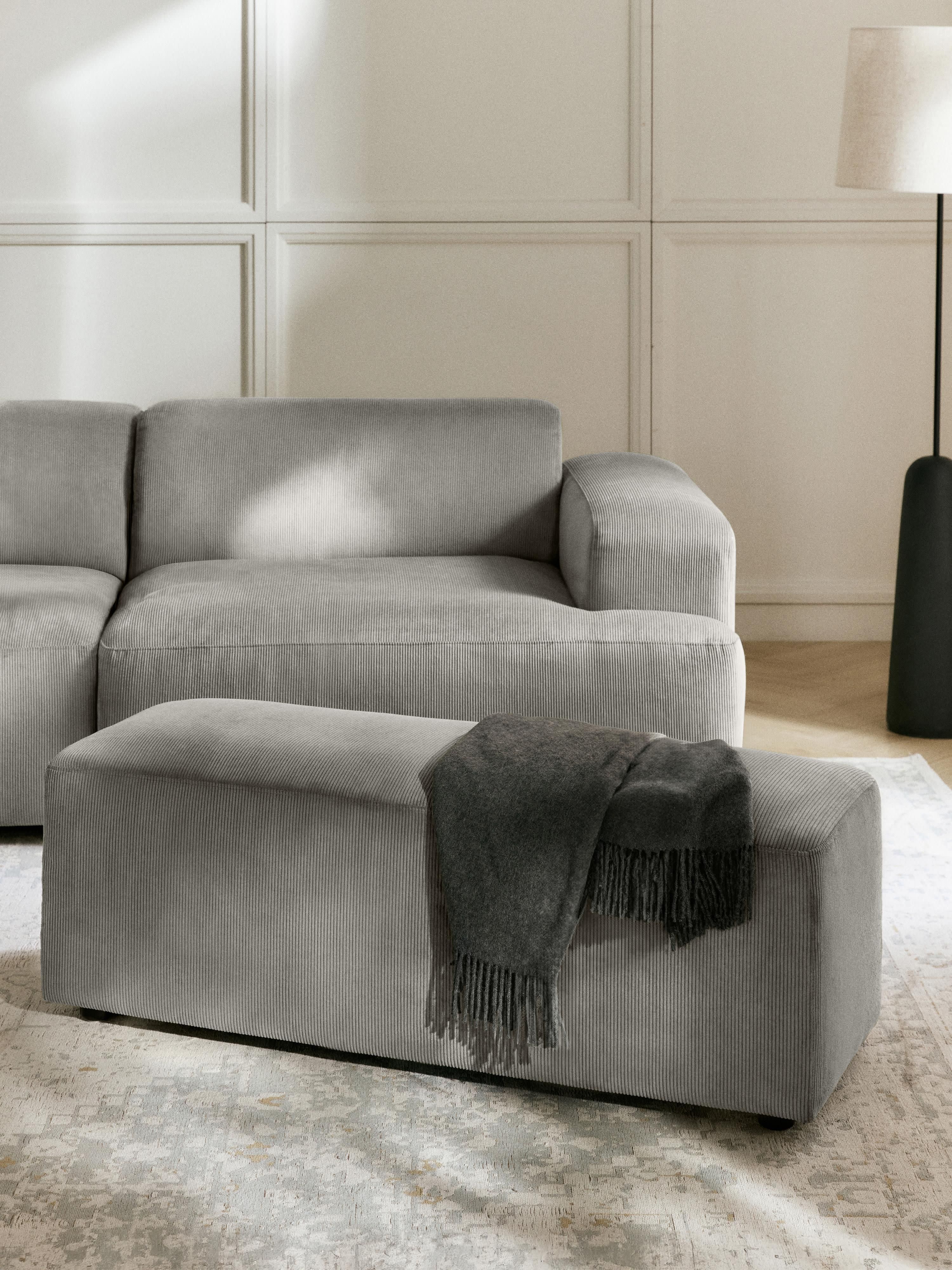 Melva Corduroy Ottoman, W 99 x D 42 cm