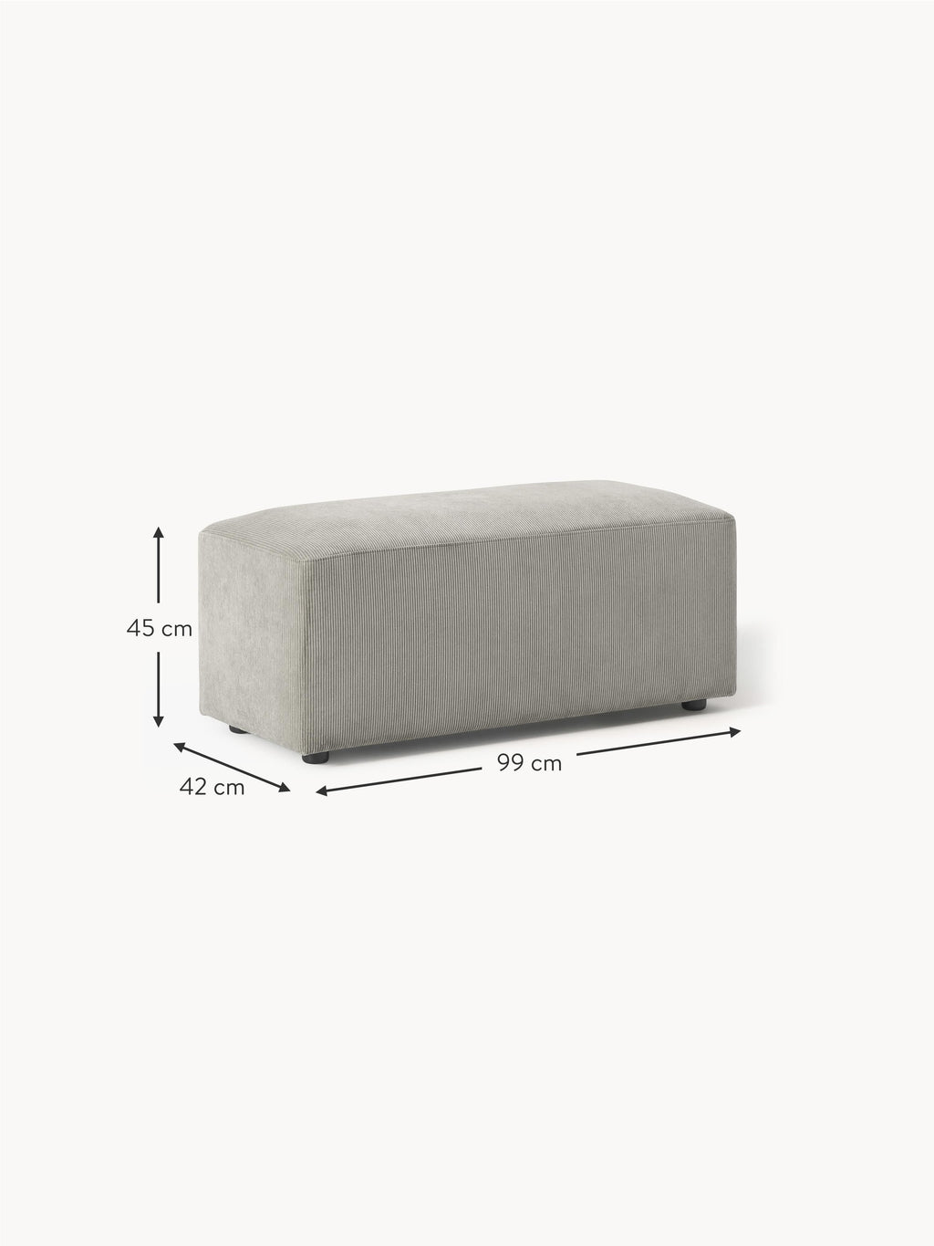 Melva Corduroy Ottoman, W 99 x D 42 cm