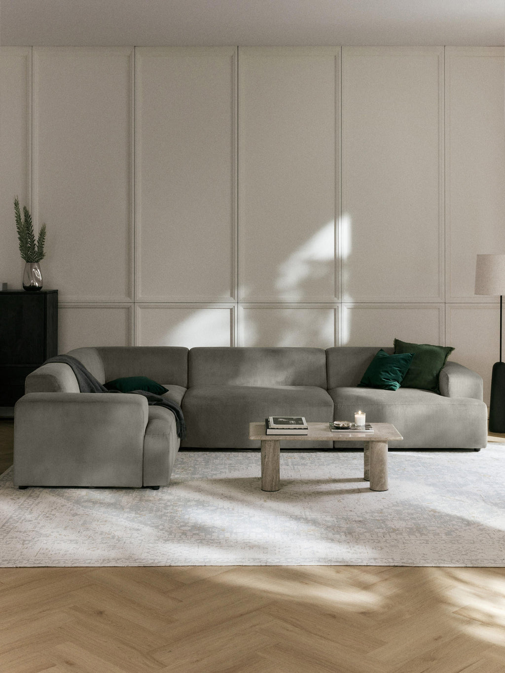 Melva Large Corduroy Corner Sofa (4-seater)