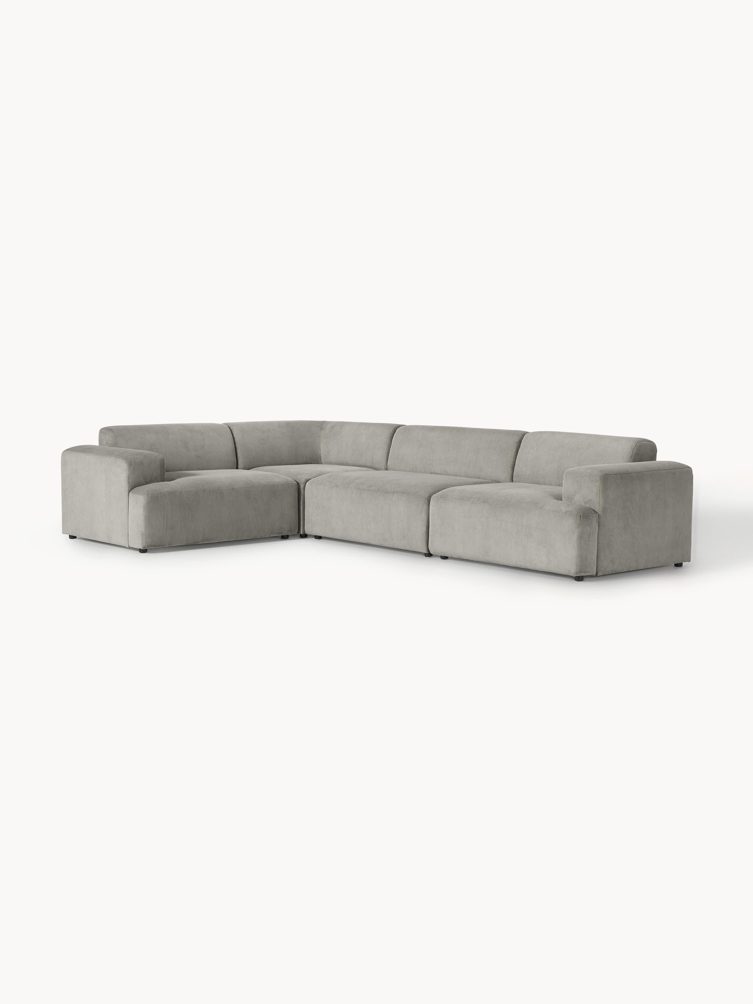 Melva Large Corduroy Corner Sofa (4-seater)