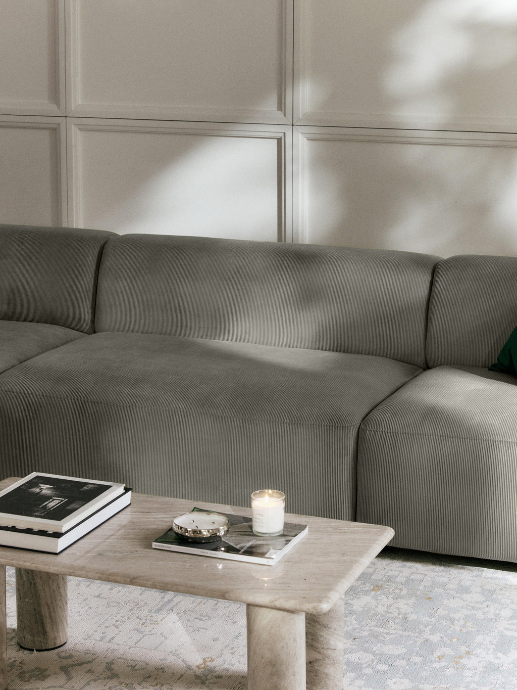 Melva Large Corduroy Corner Sofa (4-seater)