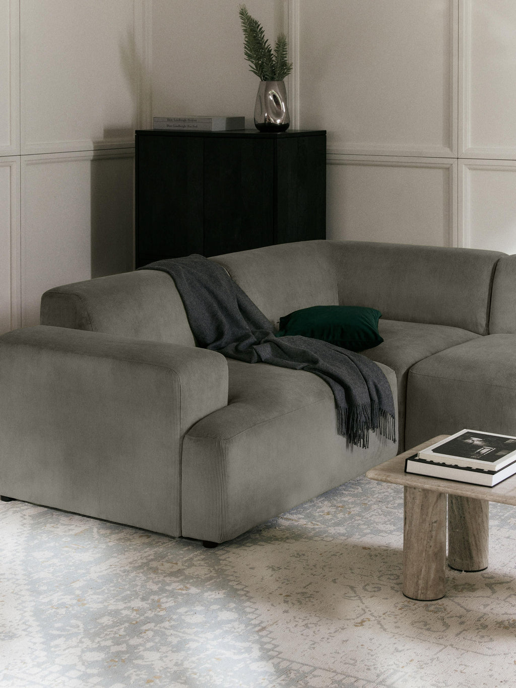 Melva Large Corduroy Corner Sofa (4-seater)