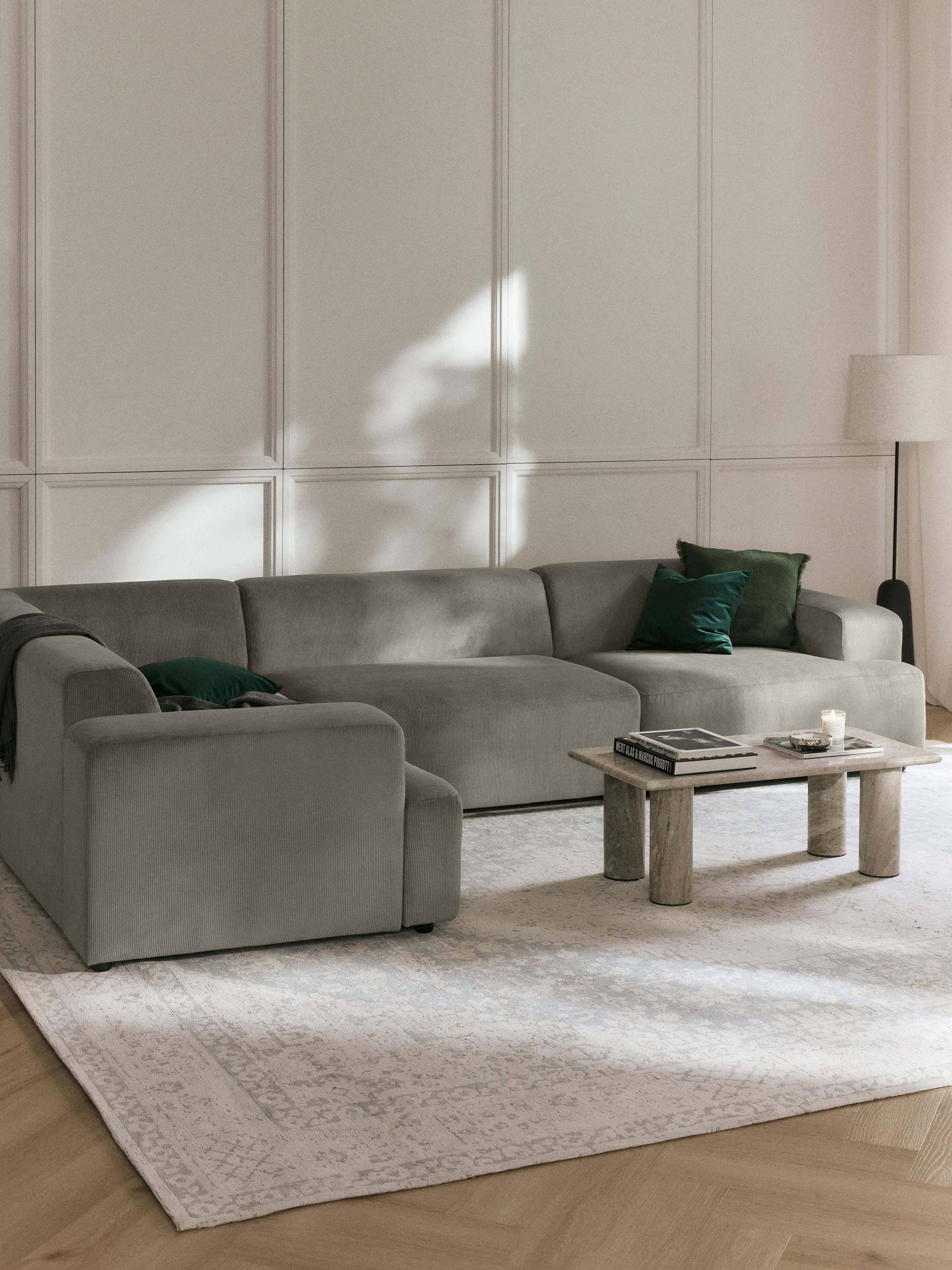Melva Large Corduroy Corner Sofa (4-seater)