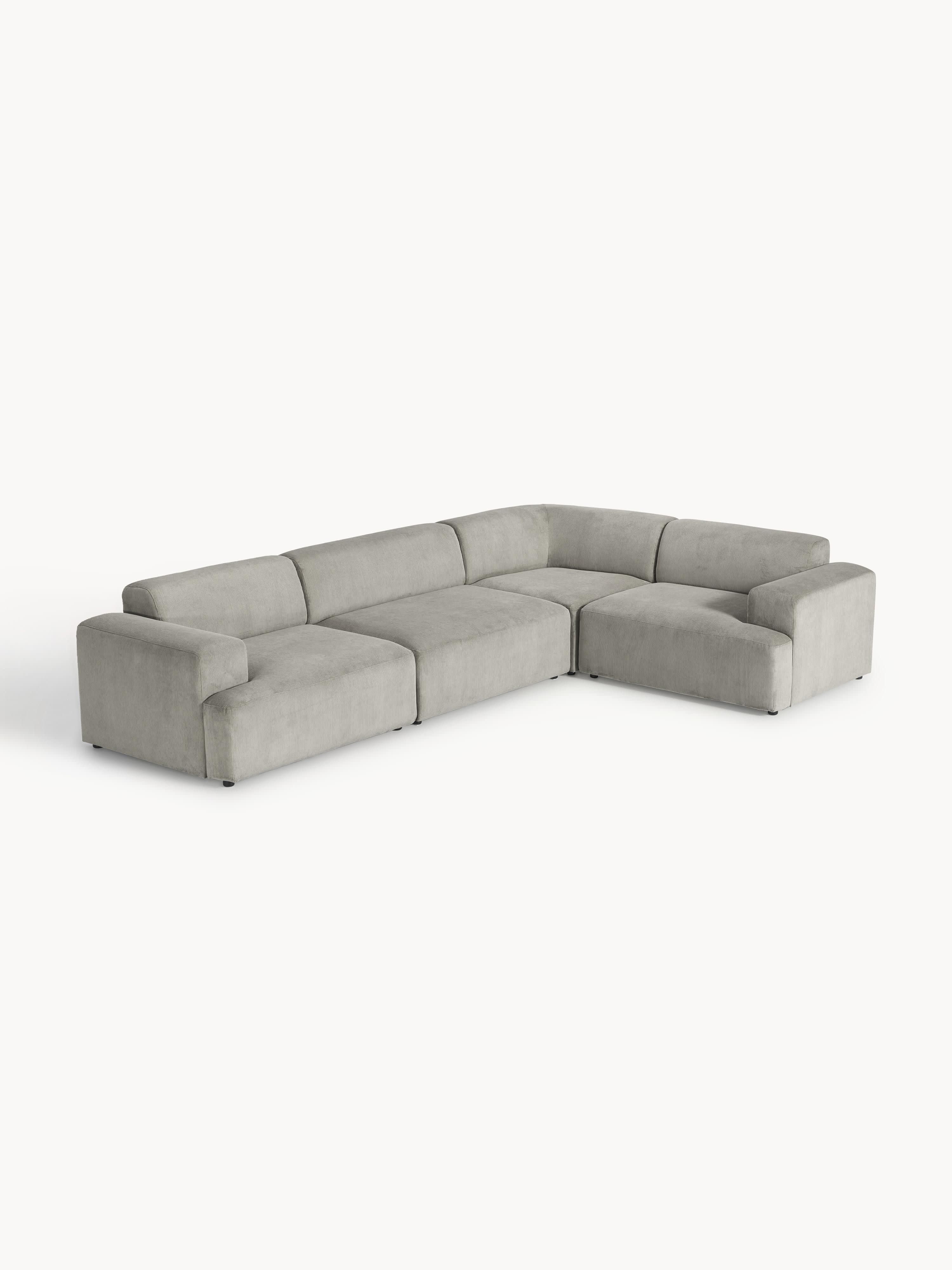 Melva Large Corduroy Corner Sofa (4-seater)