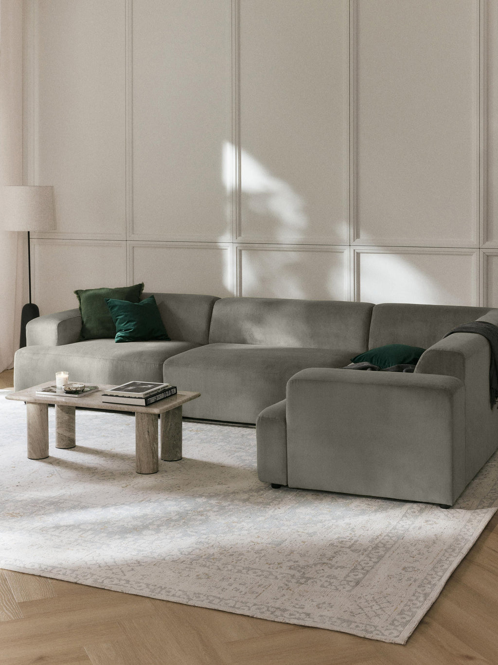 Melva Large Corduroy Corner Sofa (4-seater)