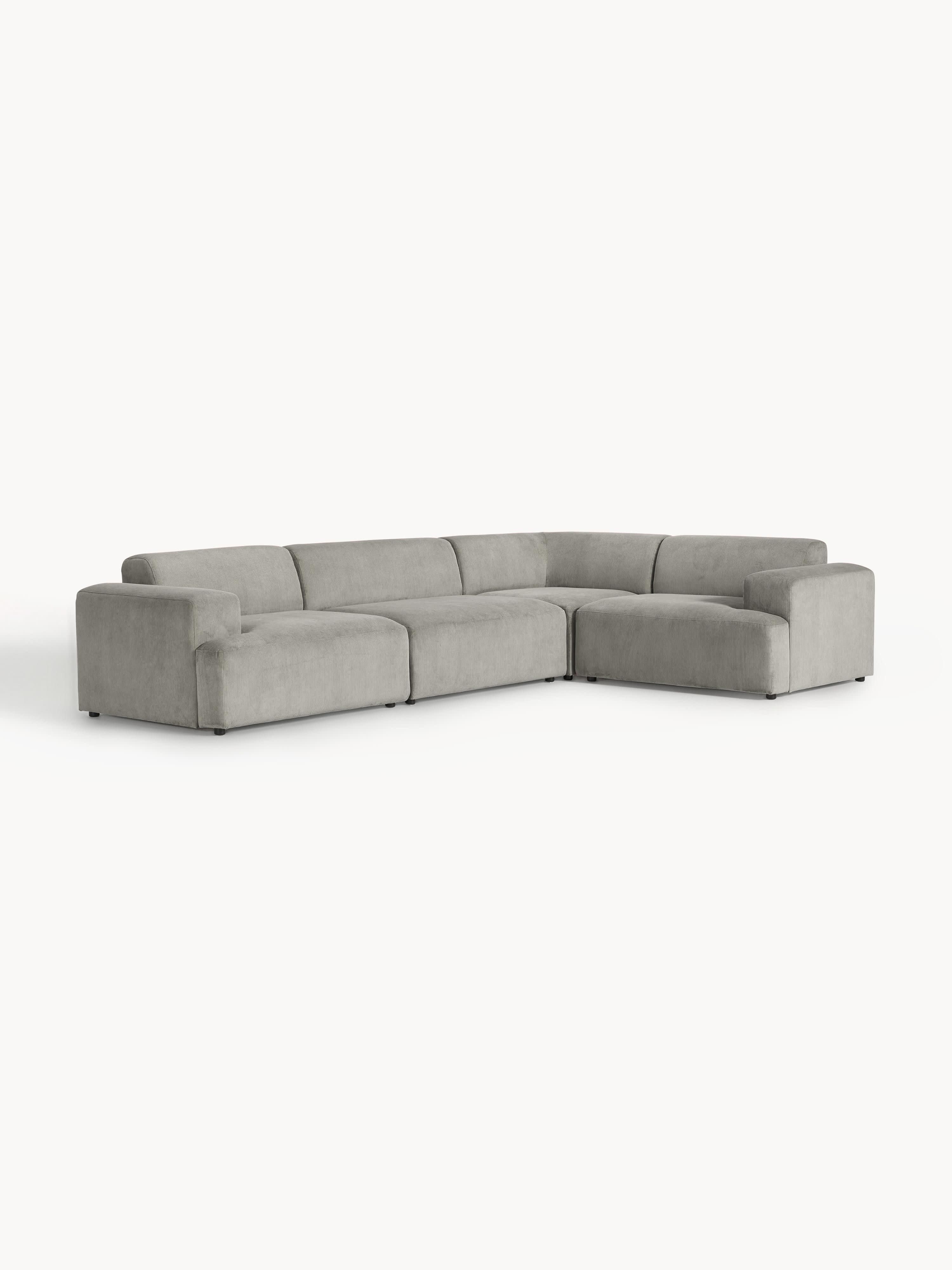 Melva Large Corduroy Corner Sofa (4-seater)