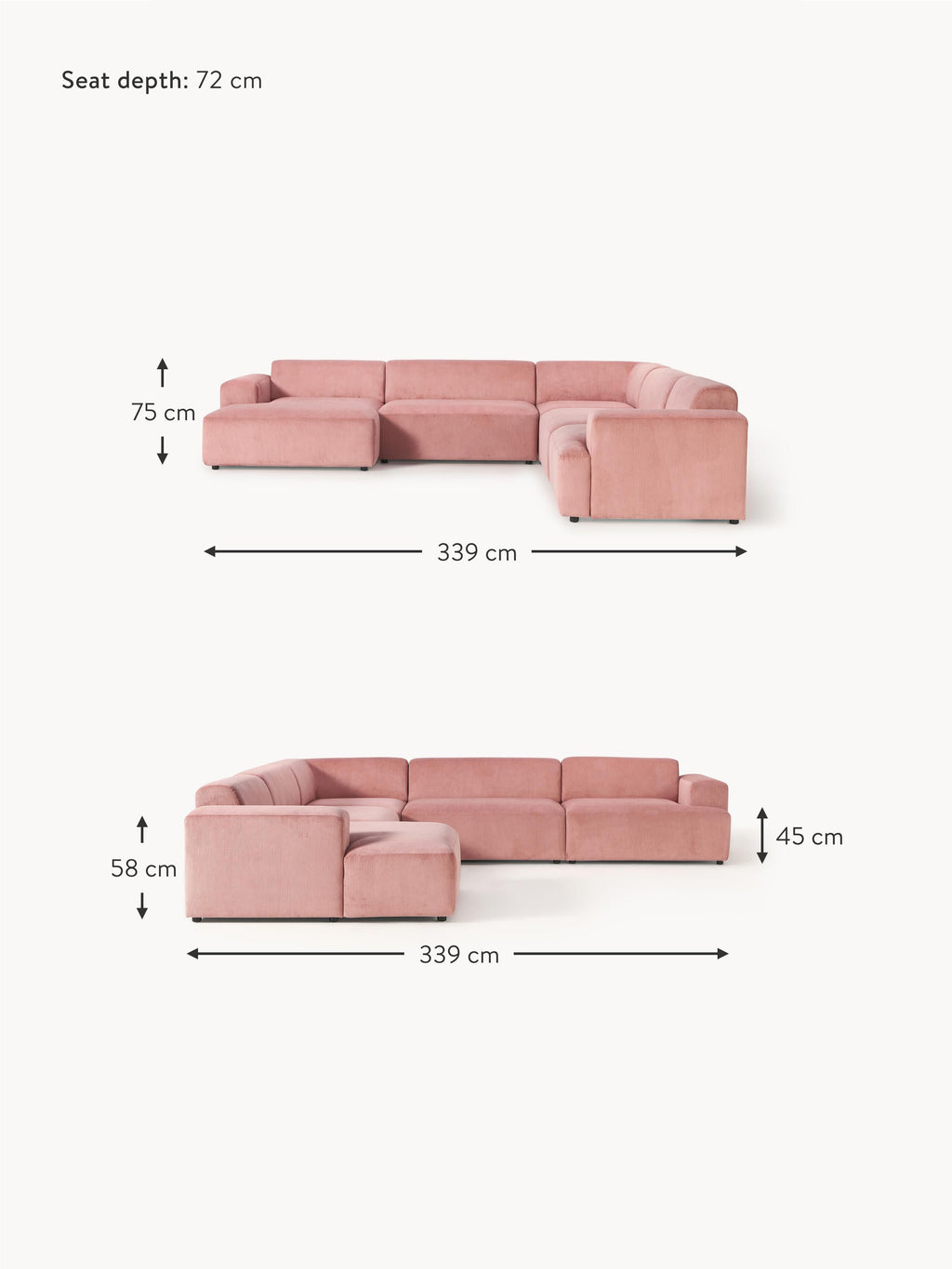 Melva XL Corduroy Corner Sofa