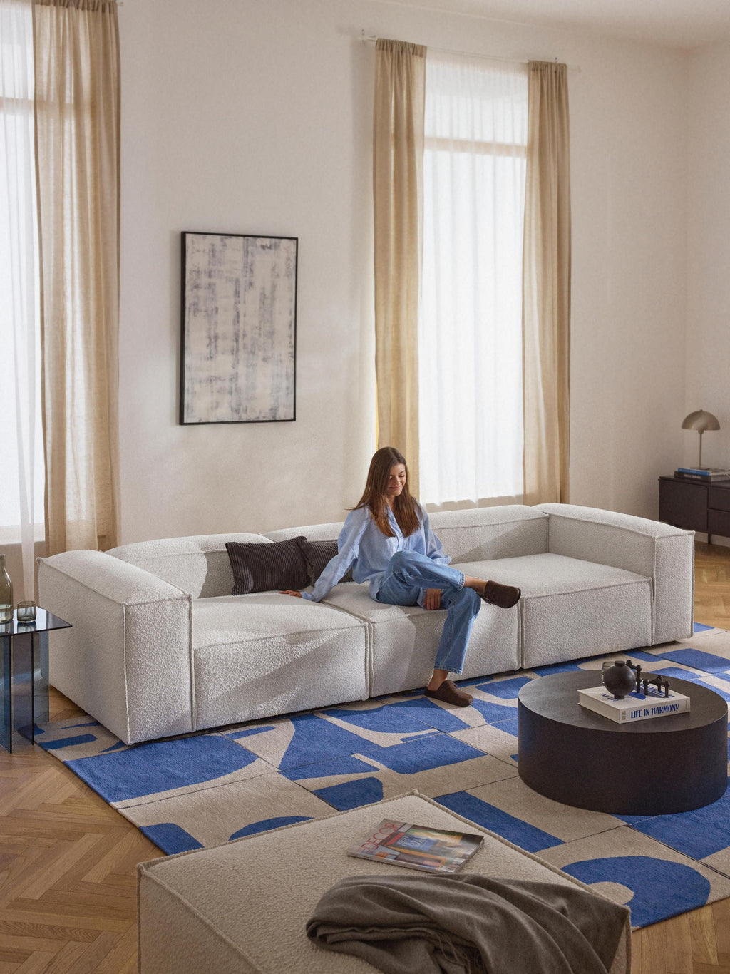 Lennon Bouclé Modular Sofa (4-seater)