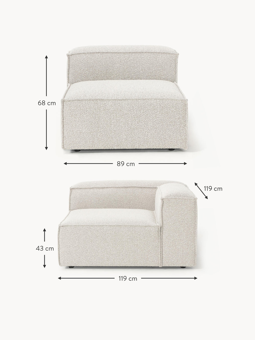 Lennon Bouclé Modular Sofa (4-seater)