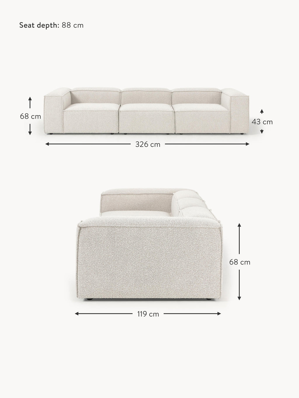 Lennon Bouclé Modular Sofa (4-seater)