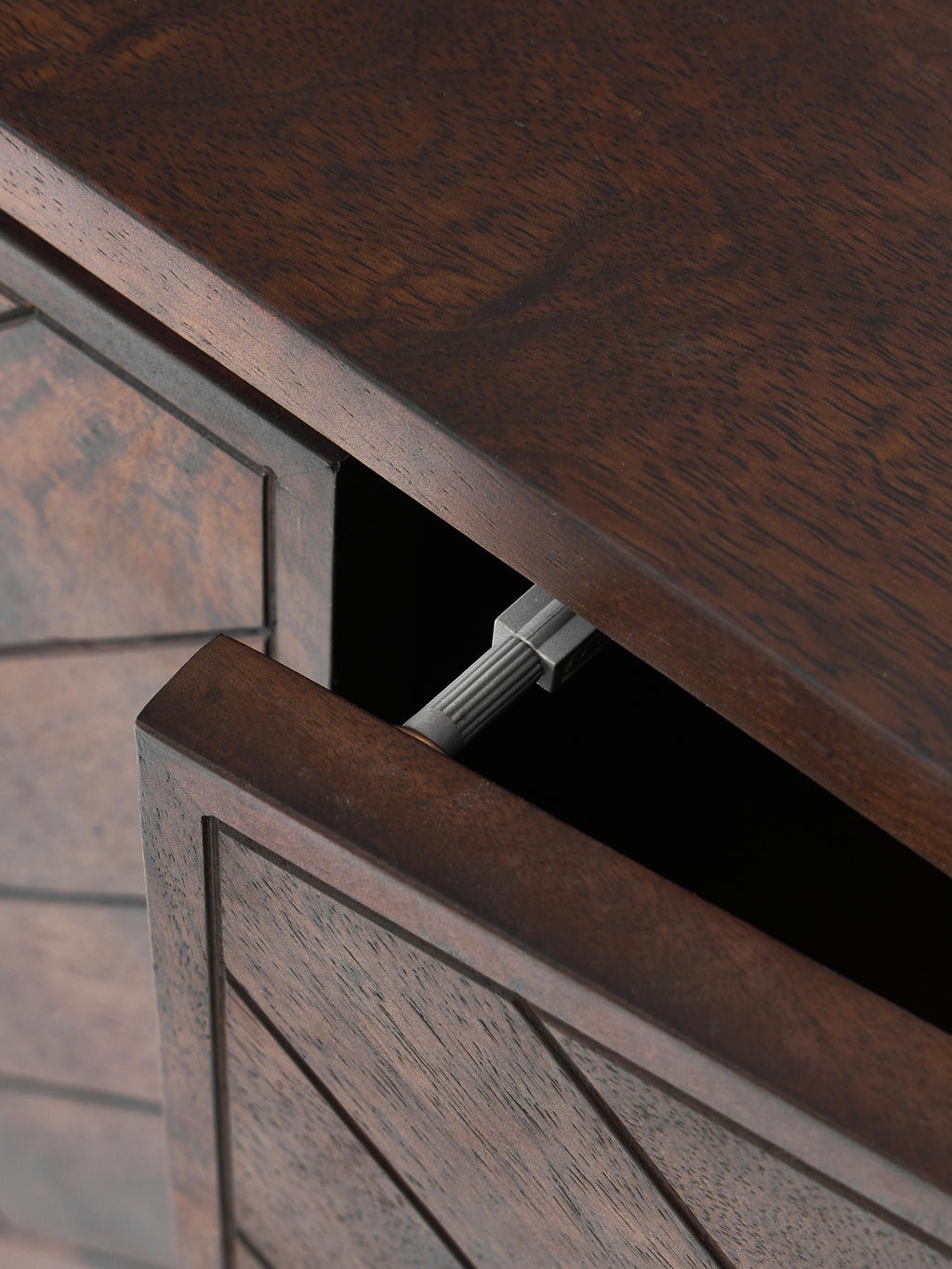 Luca Mango Wood Sideboard with Herringbone Pattern