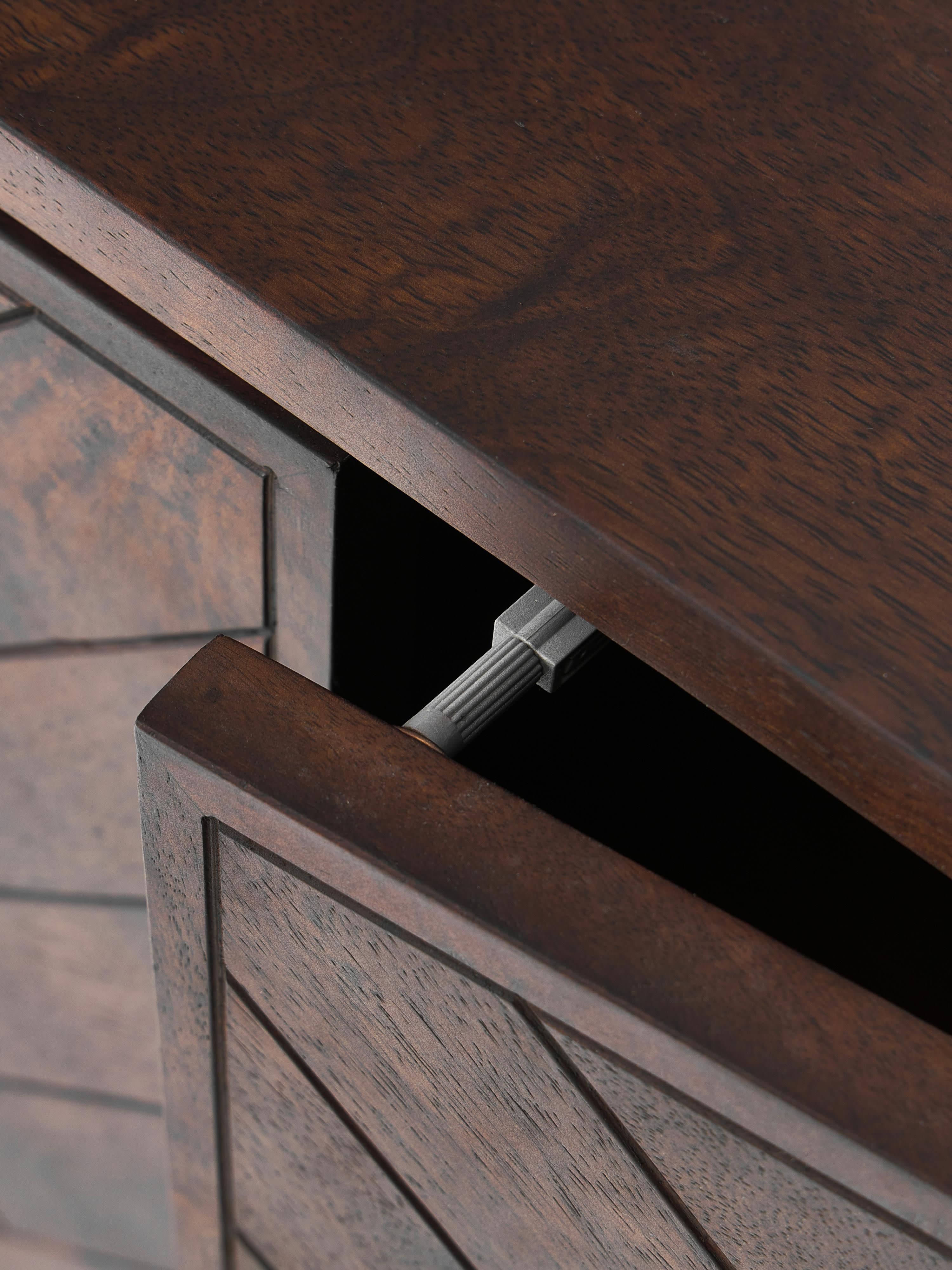 Luca Mango Wood Sideboard with Herringbone Pattern